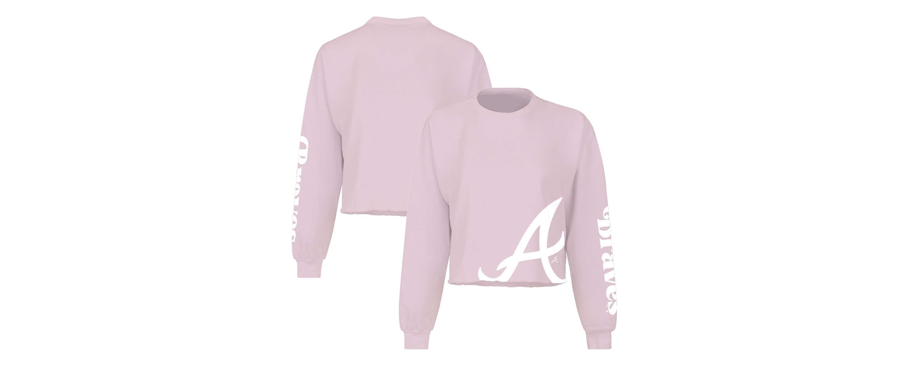 MLB Fanatics Atlanta Braves Cropped Slouchy Long Sleeve T-Shirt