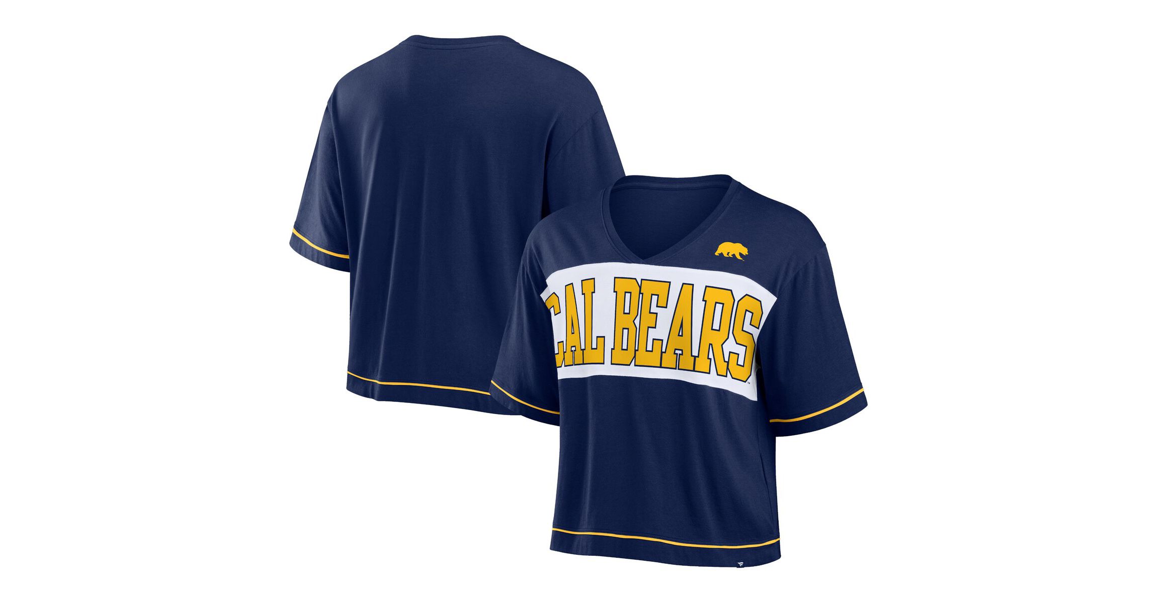 California Golden Bears NCAA Fanatics Cal Bears Home Team Bold Fashion Modest V-Neck Cropped T-Shirt