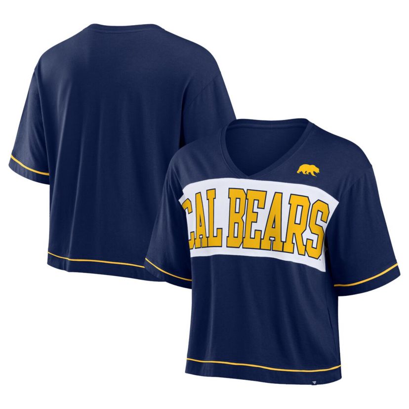 California Golden Bears NCAA Fanatics Cal Bears Home Team Bold Fashion Modest V-Neck Cropped T-Shirt