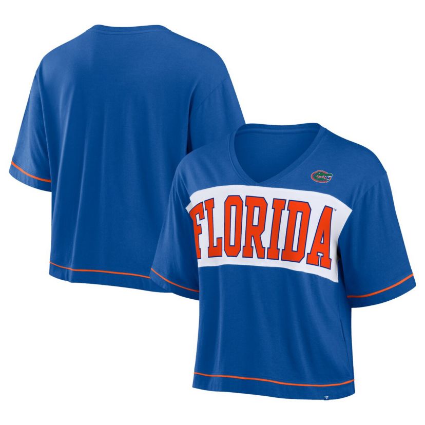NCAA Fanatics Florida Gators Home Team Bold Fashion Modest V-Neck Cropped T-Shirt