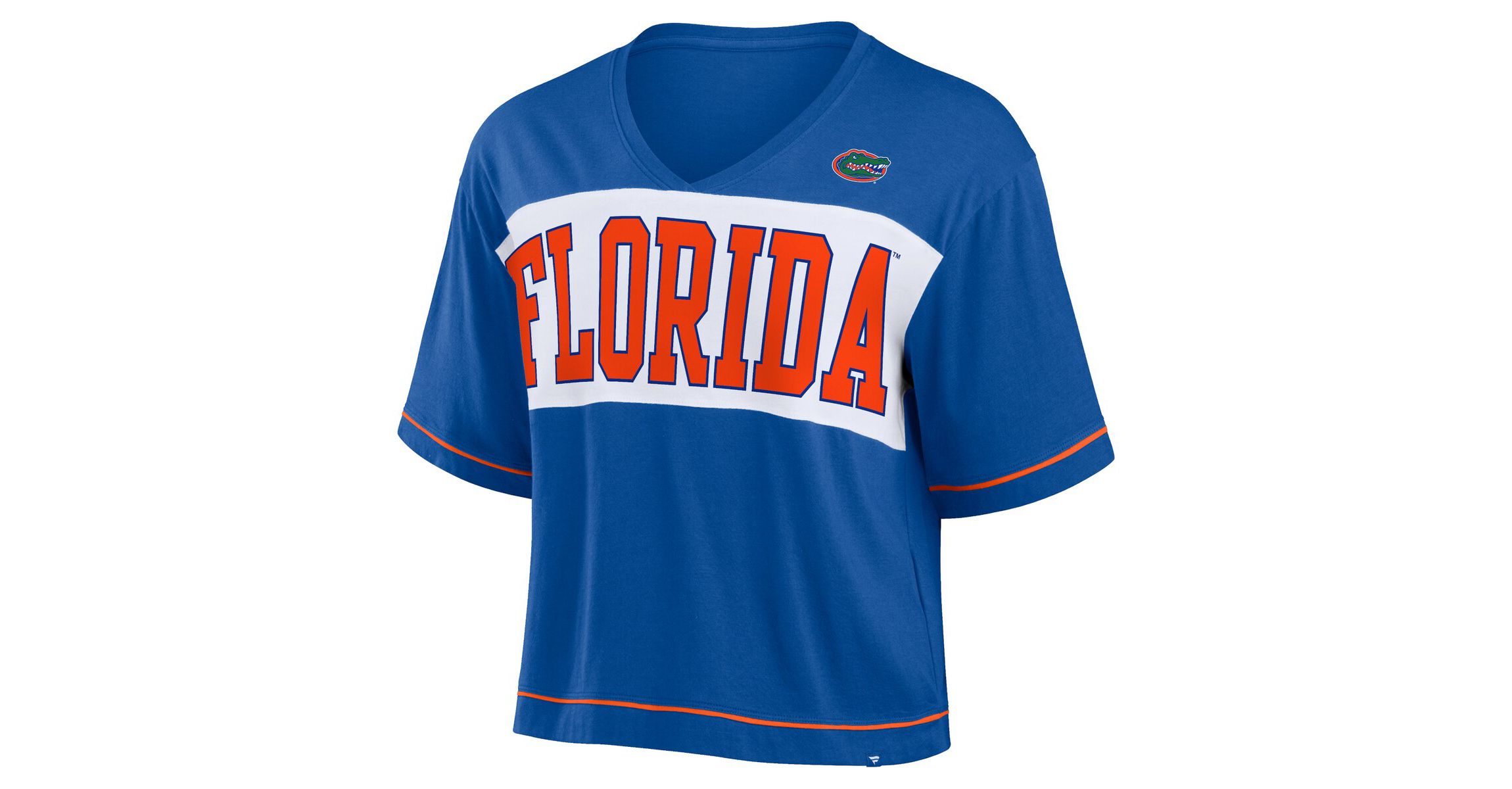 NCAA Fanatics Florida Gators Home Team Bold Fashion Modest V-Neck Cropped T-Shirt