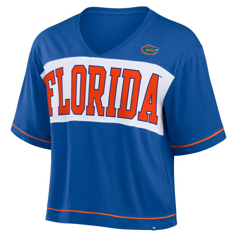 NCAA Fanatics Florida Gators Home Team Bold Fashion Modest V-Neck Cropped T-Shirt