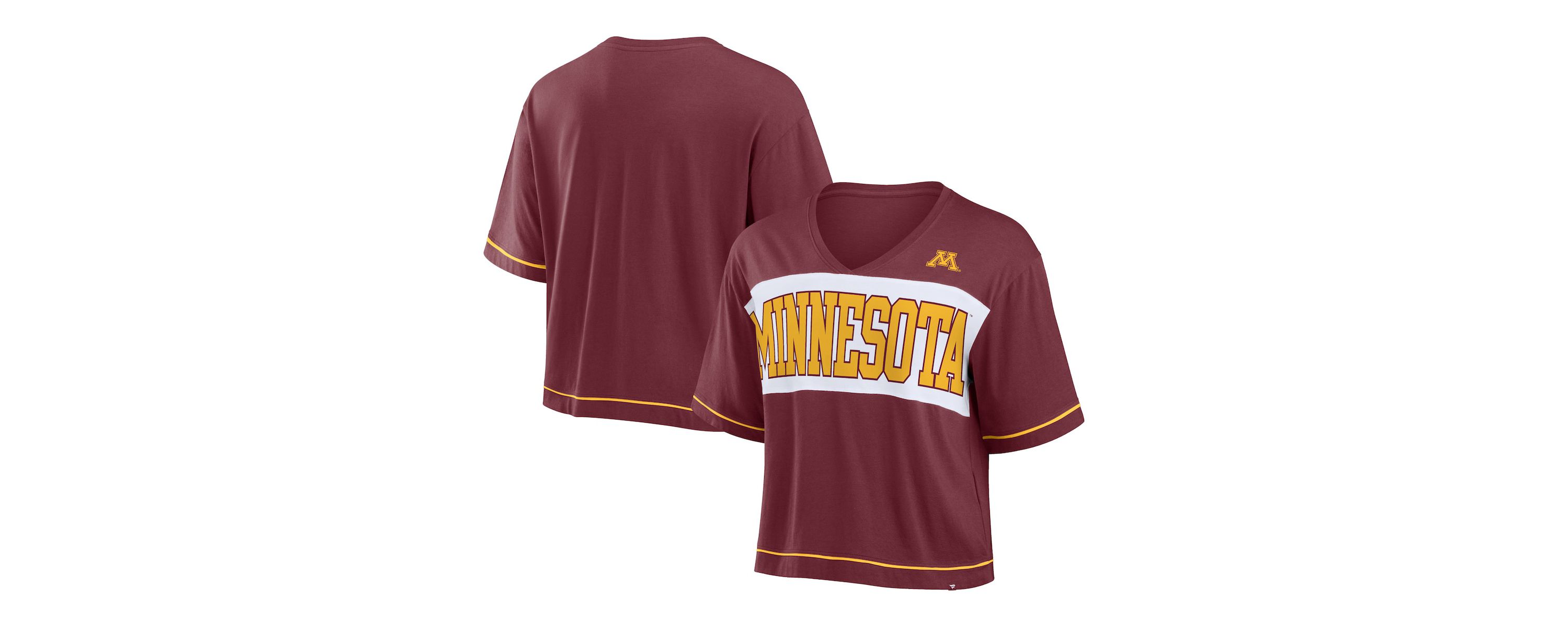 NCAA Fanatics Minnesota Golden Gophers Home Team Bold Fashion Modest V-Neck Cropped T-Shirt