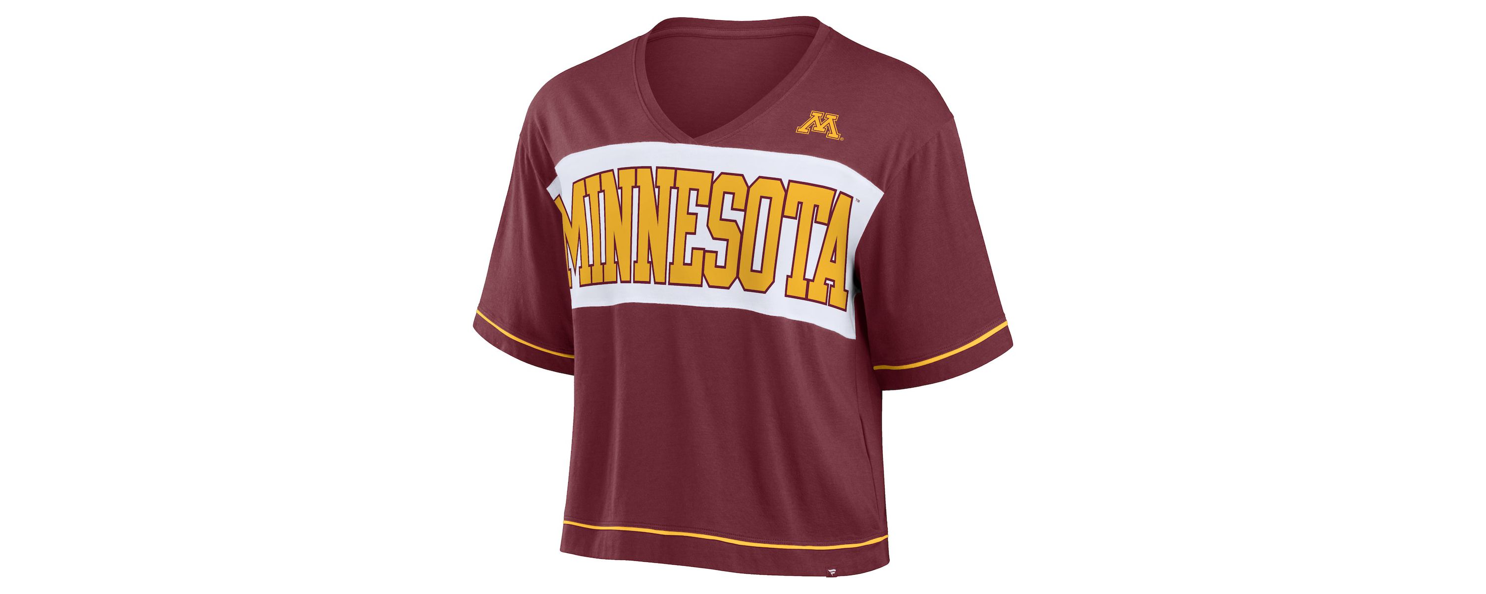 NCAA Fanatics Minnesota Golden Gophers Home Team Bold Fashion Modest V-Neck Cropped T-Shirt