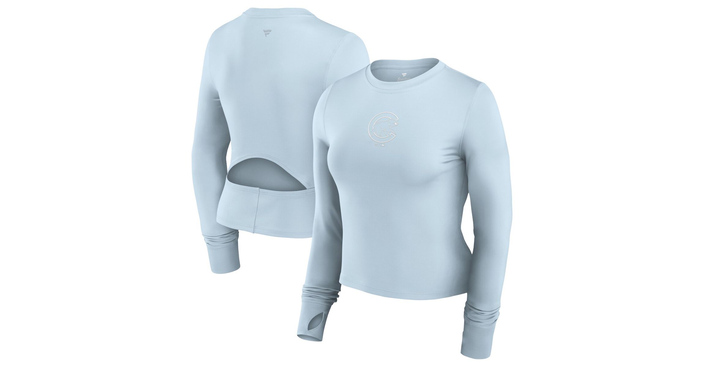 MLB Fanatics Light Chicago Cubs Studio Fitted Long Sleeve Gym Top