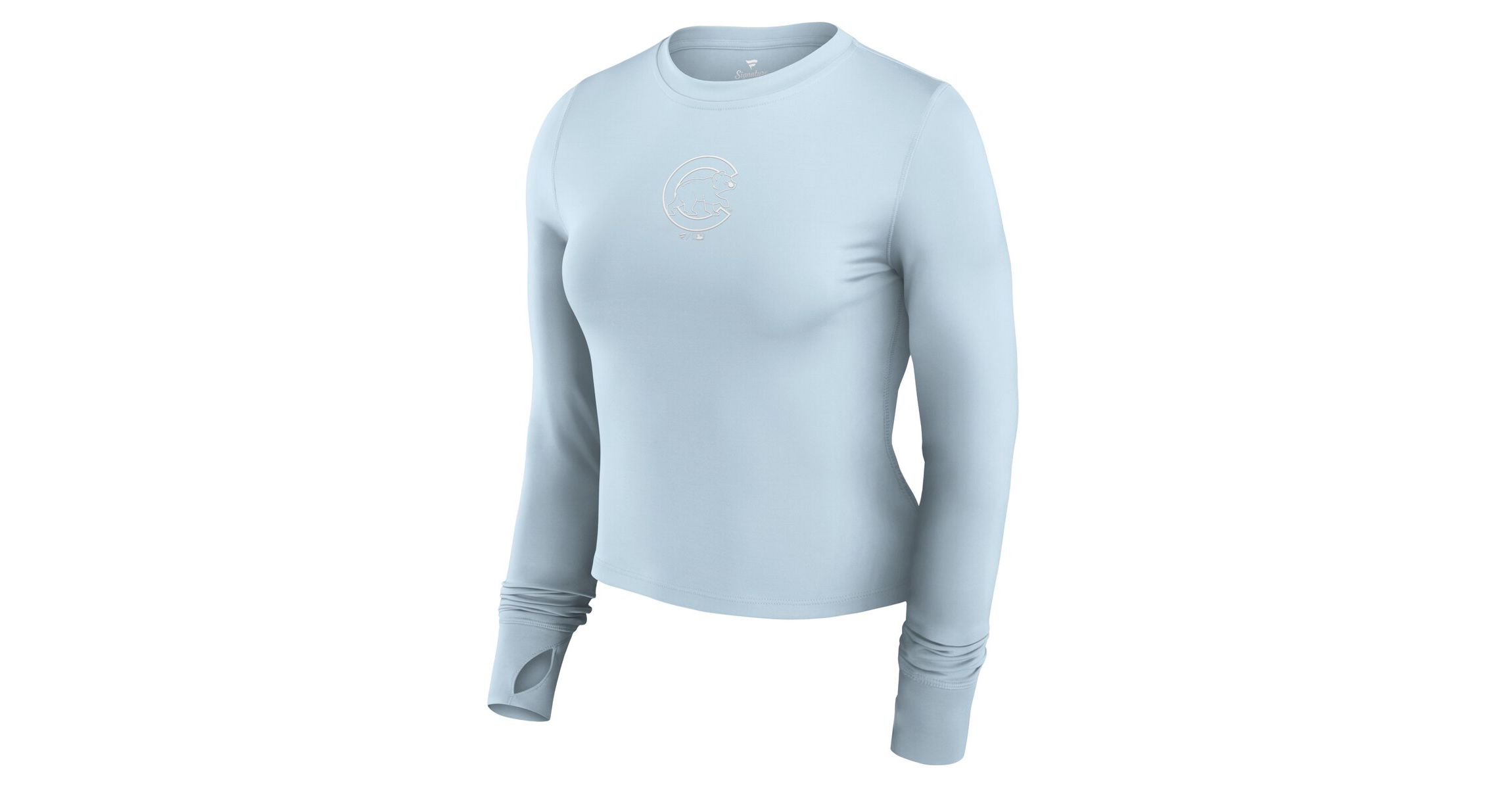 MLB Fanatics Light Chicago Cubs Studio Fitted Long Sleeve Gym Top