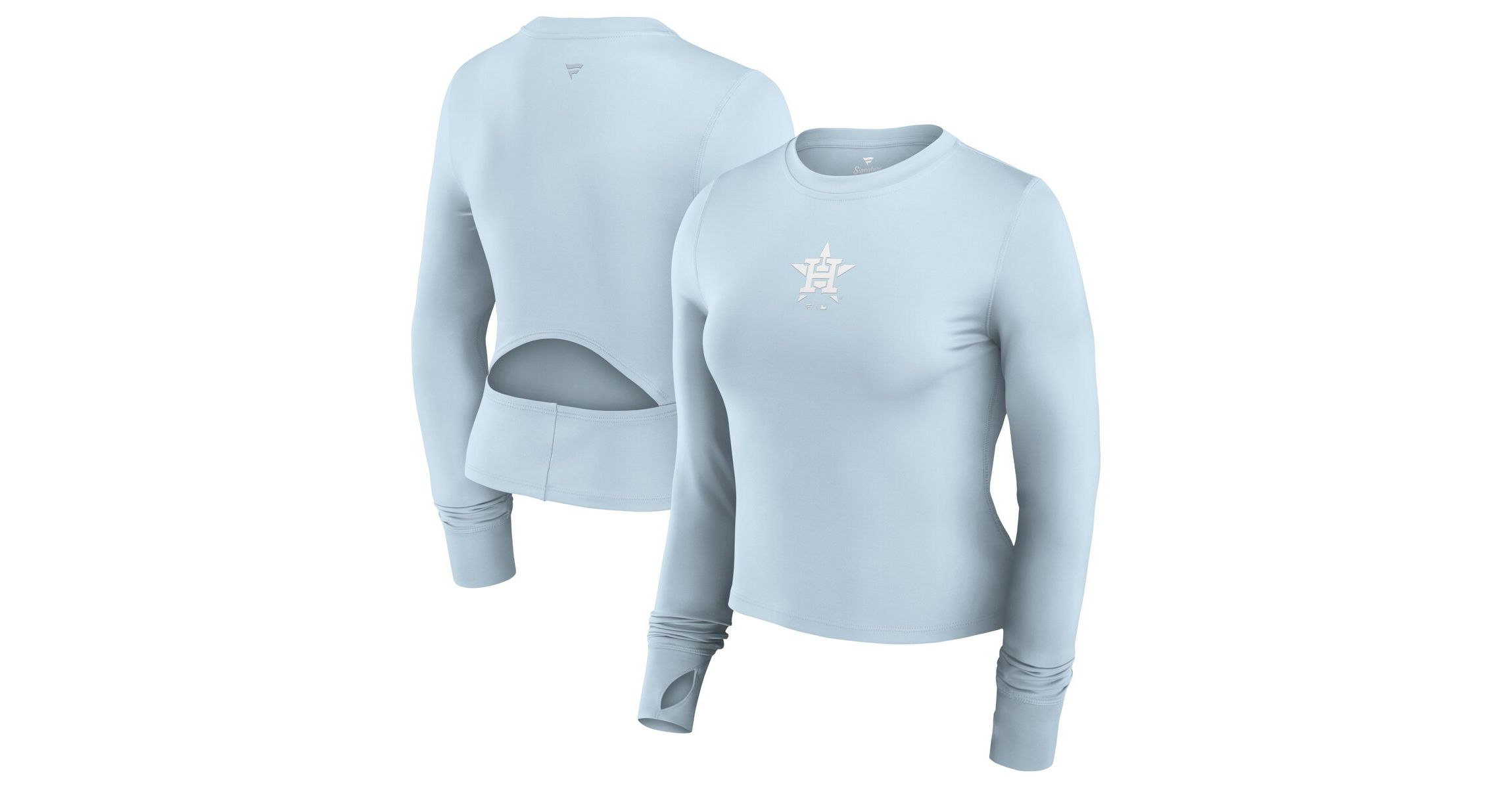 MLB Fanatics Light Houston Astros Studio Fitted Long Sleeve Gym Top