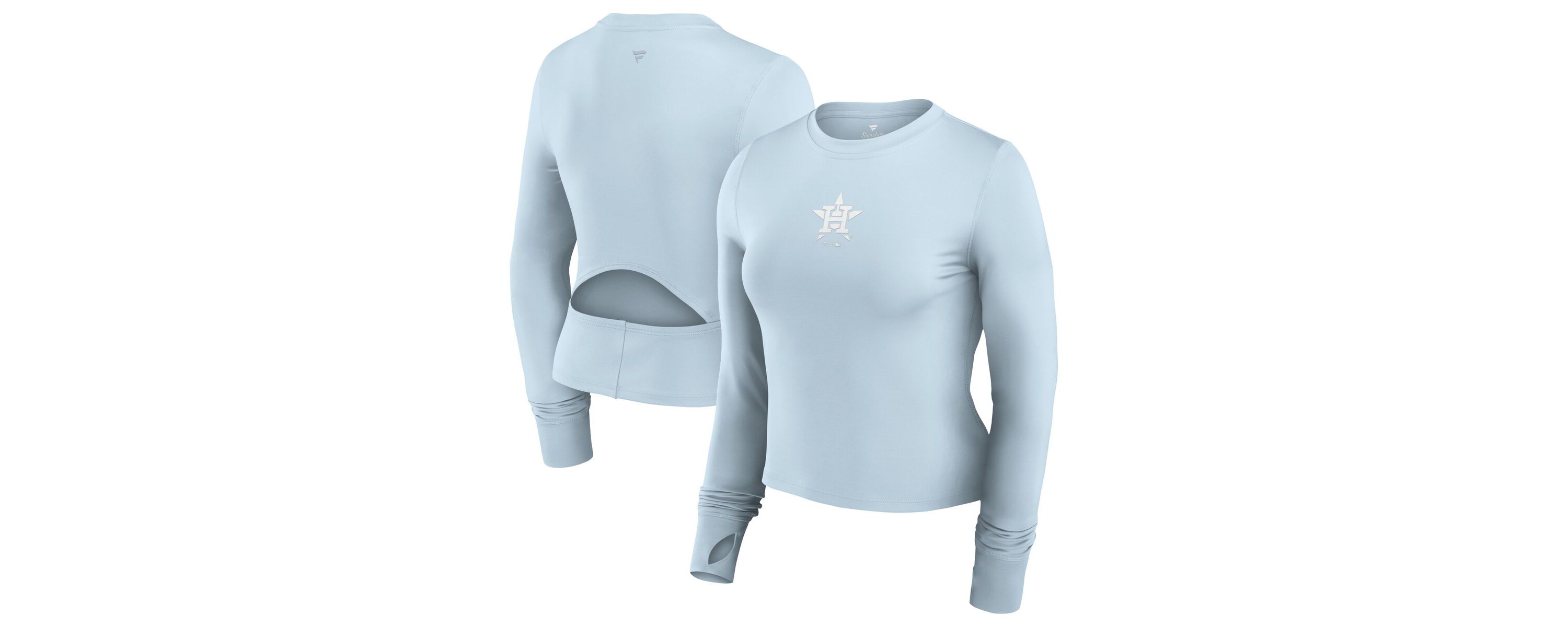 MLB Fanatics Light Houston Astros Studio Fitted Long Sleeve Gym Top