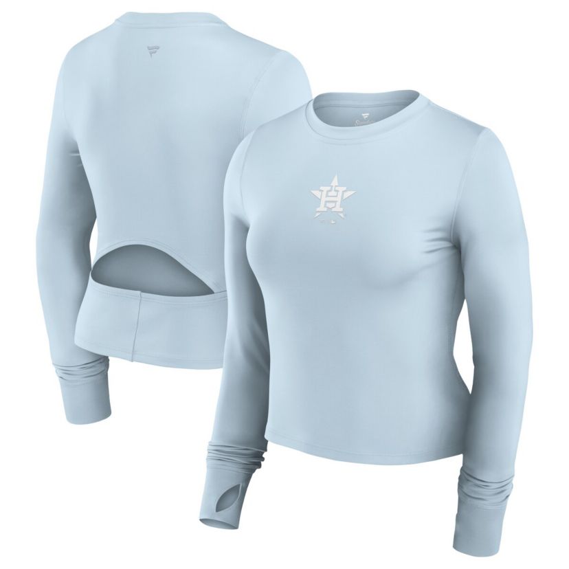 MLB Fanatics Light Houston Astros Studio Fitted Long Sleeve Gym Top