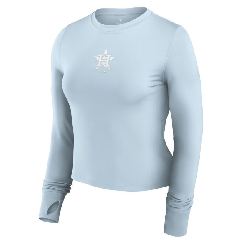 MLB Fanatics Light Houston Astros Studio Fitted Long Sleeve Gym Top