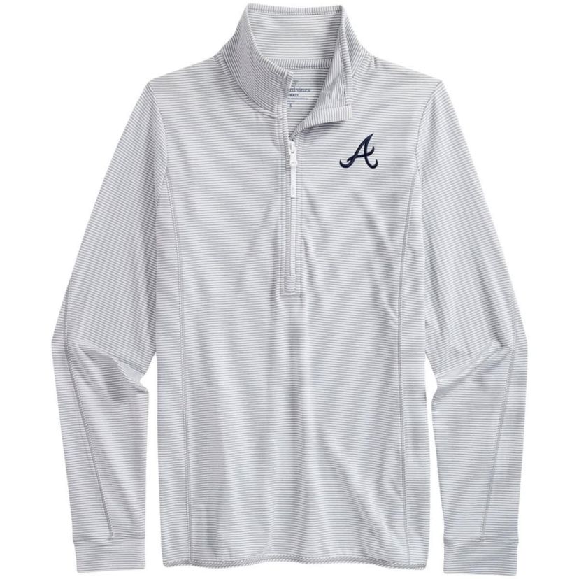 MLB Vineyard Vines Atlanta Braves Microstripe Sankaty Half-Zip Top