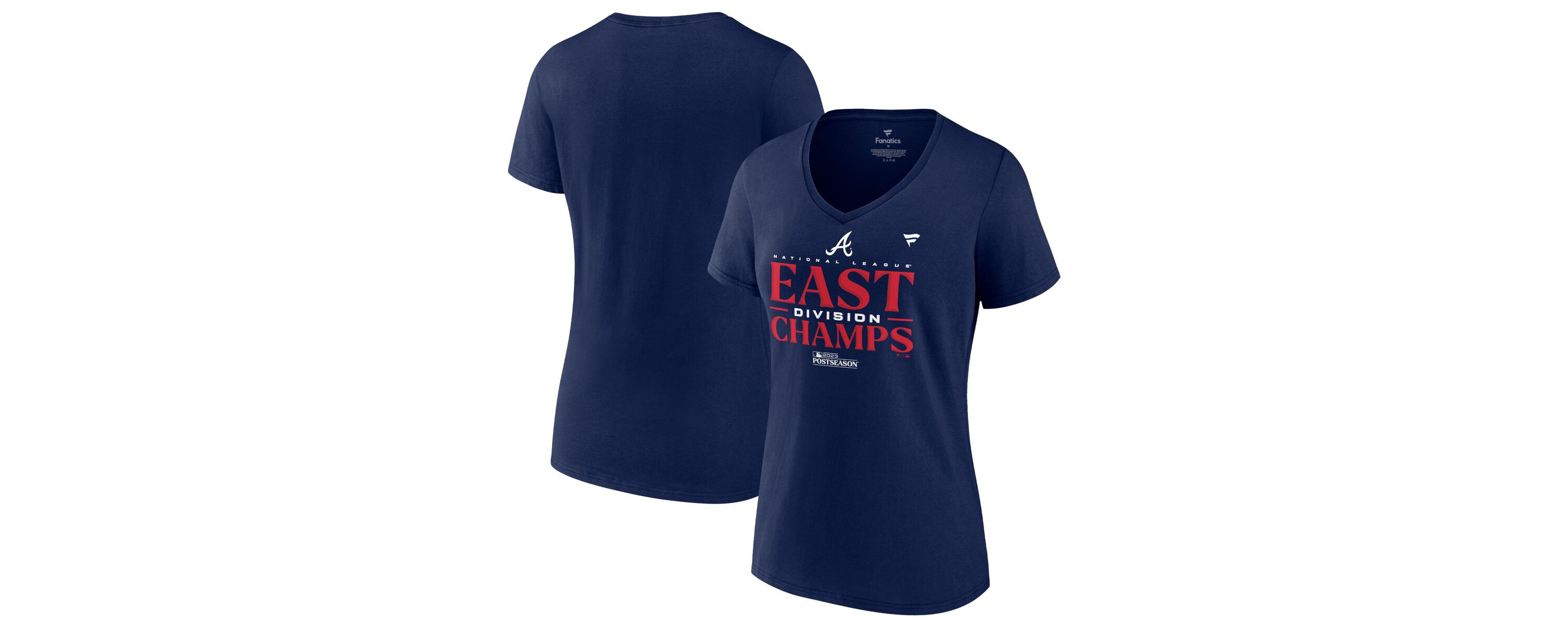 MLB Fanatics Atlanta Braves 2023 NL East Division s Locker Room Plus Size V-Neck T-Shirt