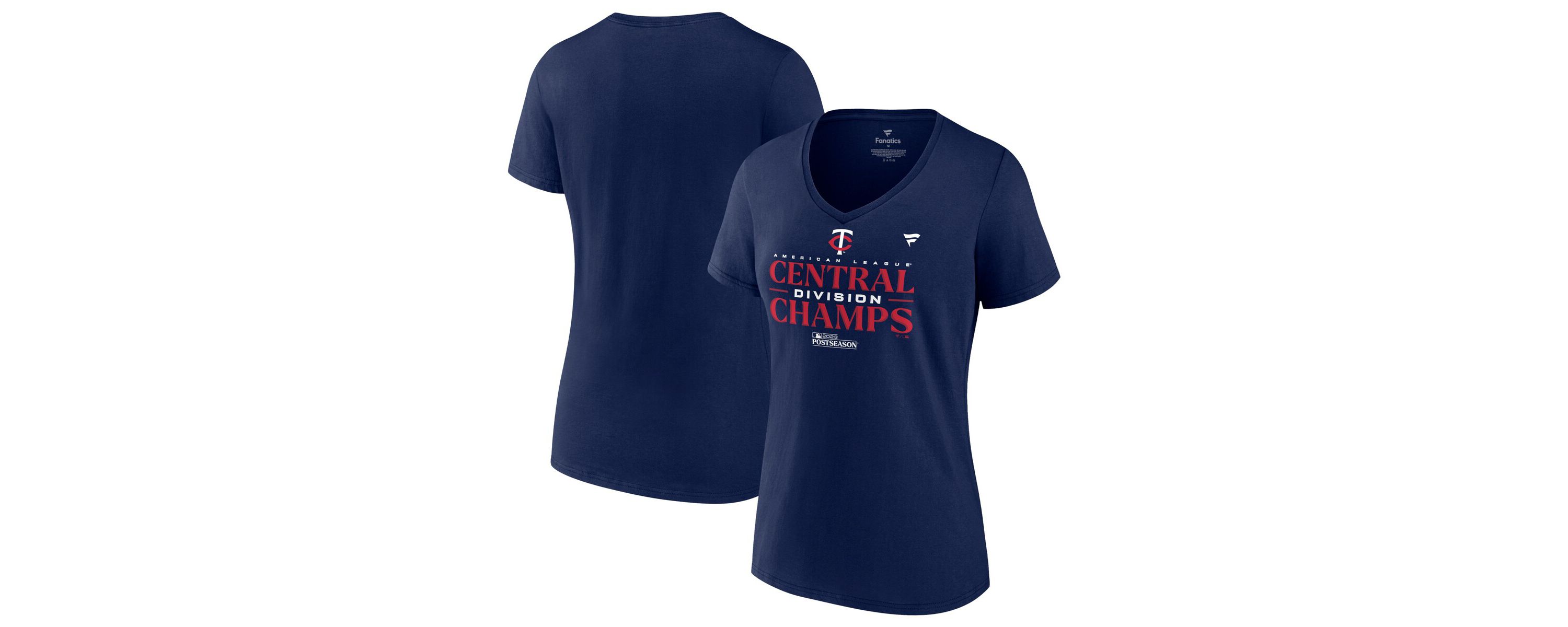 MLB Fanatics Minnesota Twins 2023 AL Central Division s Locker Room Plus Size V-Neck T-Shirt