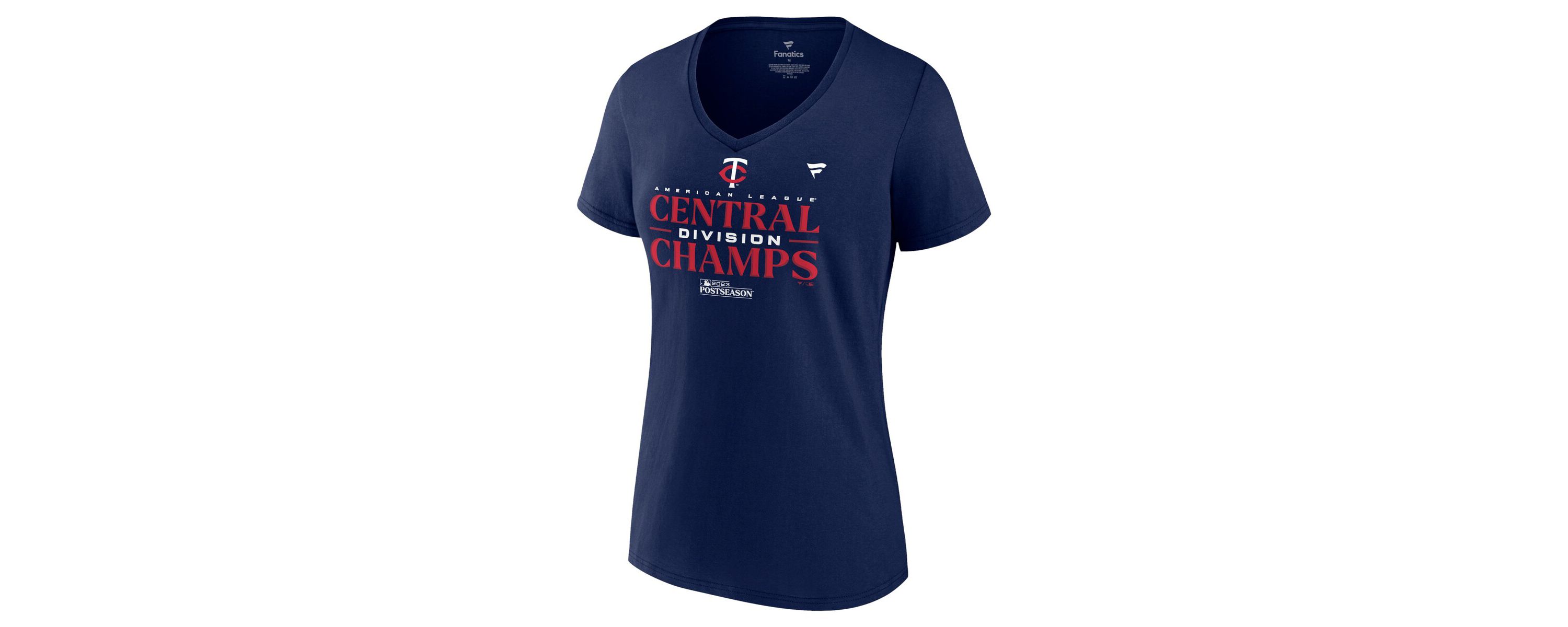 MLB Fanatics Minnesota Twins 2023 AL Central Division s Locker Room Plus Size V-Neck T-Shirt