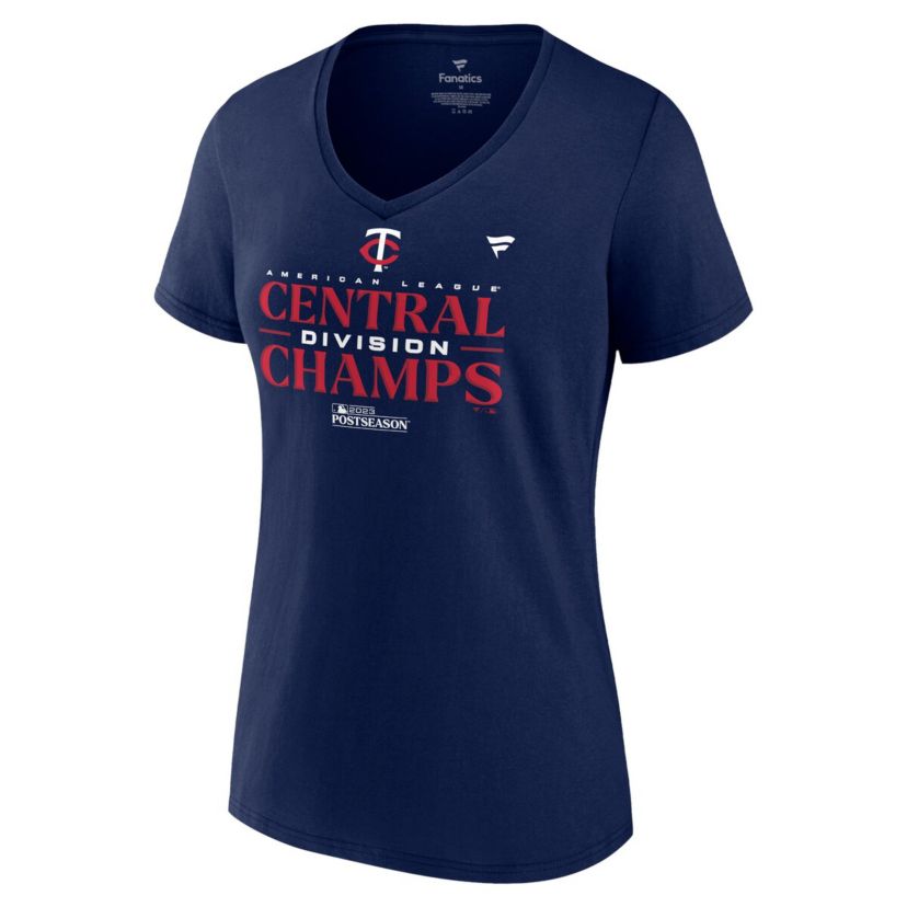 MLB Fanatics Minnesota Twins 2023 AL Central Division s Locker Room Plus Size V-Neck T-Shirt