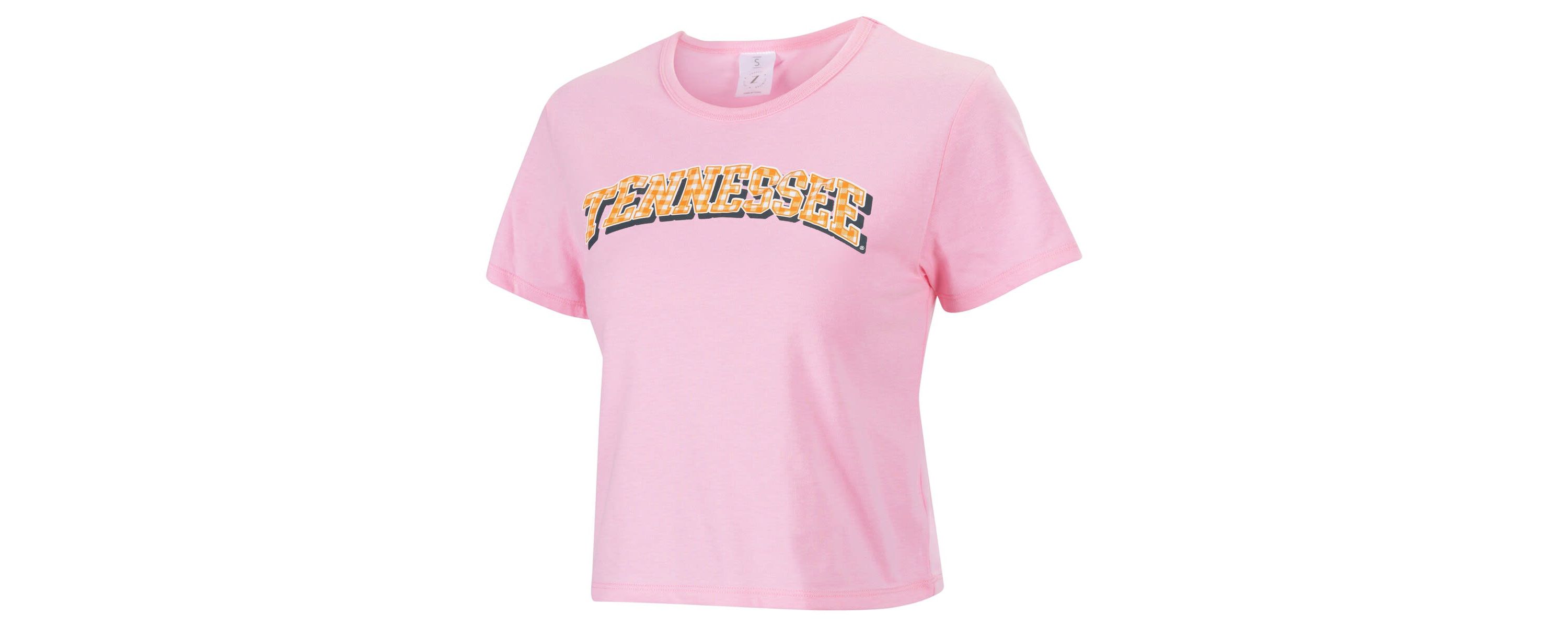 NCAA Tennessee Volunteers Gingham Logo Cropped T-Shirt