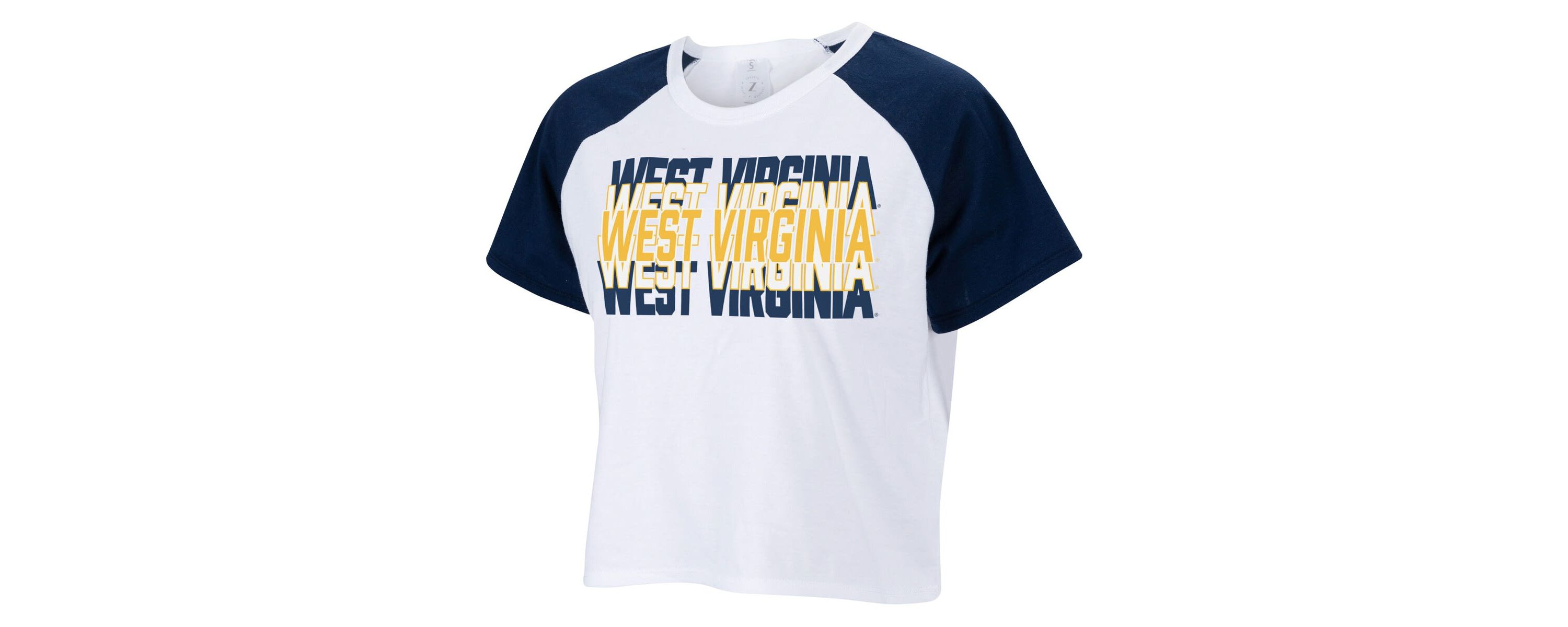 NCAA West Virginia Mountaineers Colorblock Repeat Raglan Cropped T-Shirt