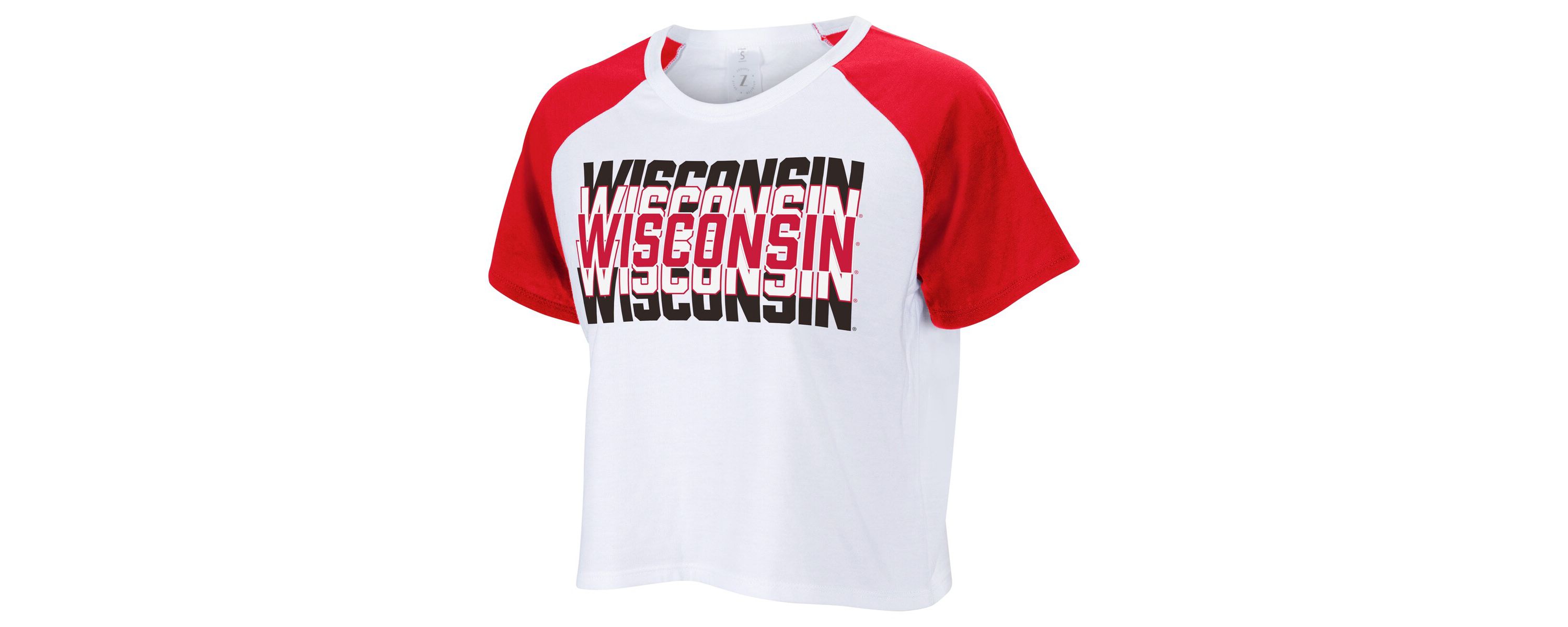 NCAA Wisconsin Badgers Colorblock Repeat Raglan Cropped T-Shirt