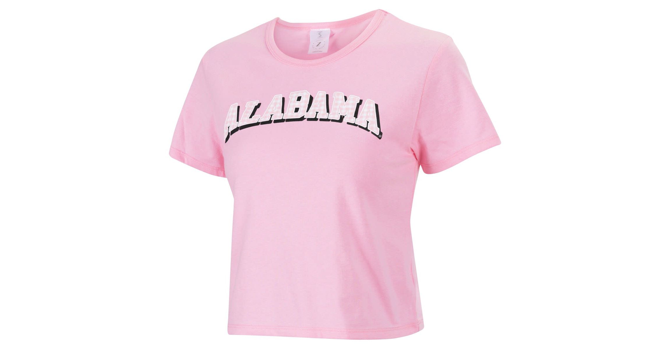 Alabama Crimson Tide NCAA Alabama Tide Gingham Logo Cropped T-Shirt
