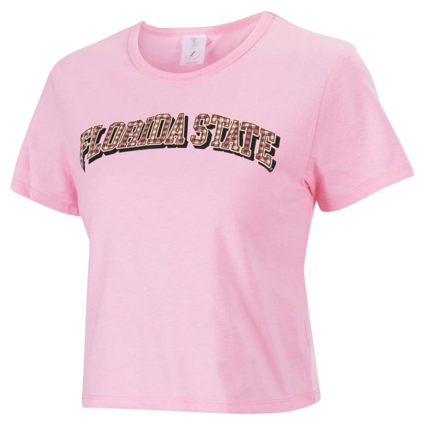 NCAA Florida State Seminoles Gingham Logo Cropped T-Shirt