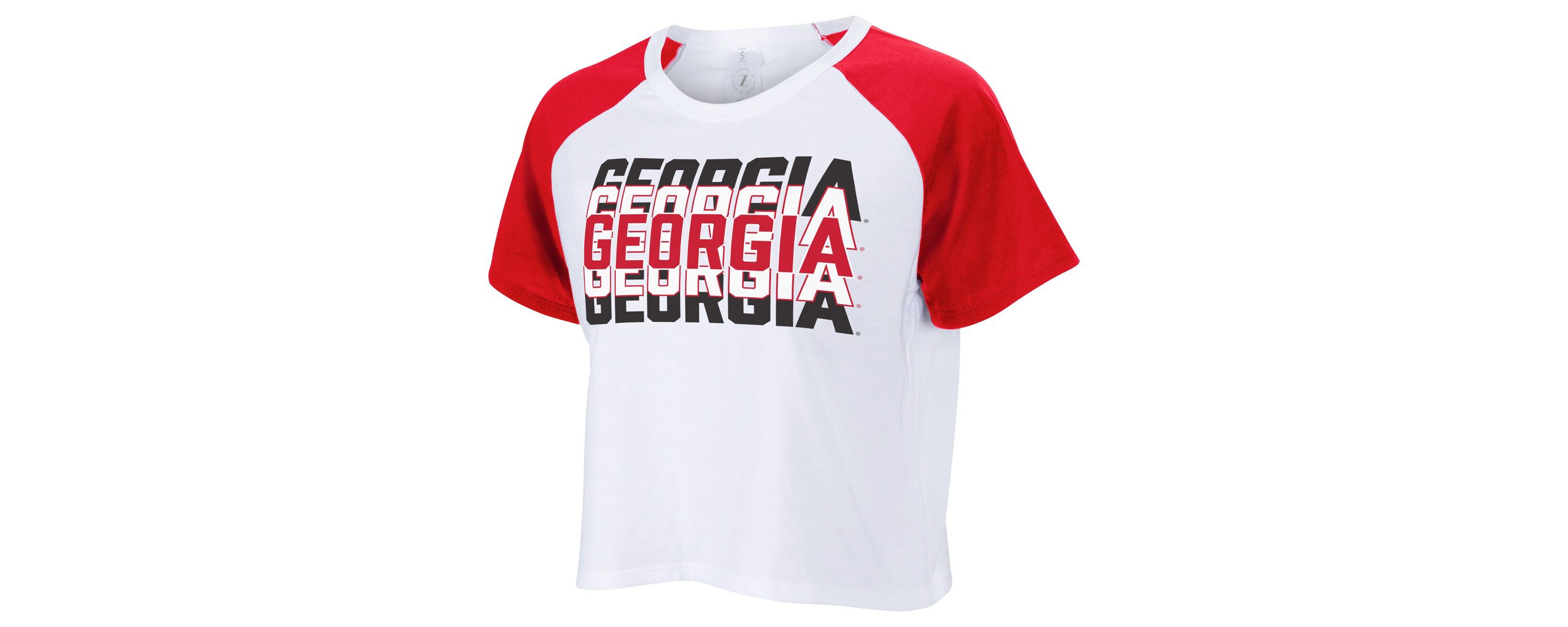 NCAA Georgia Bulldogs Colorblock Repeat Raglan Cropped T-Shirt