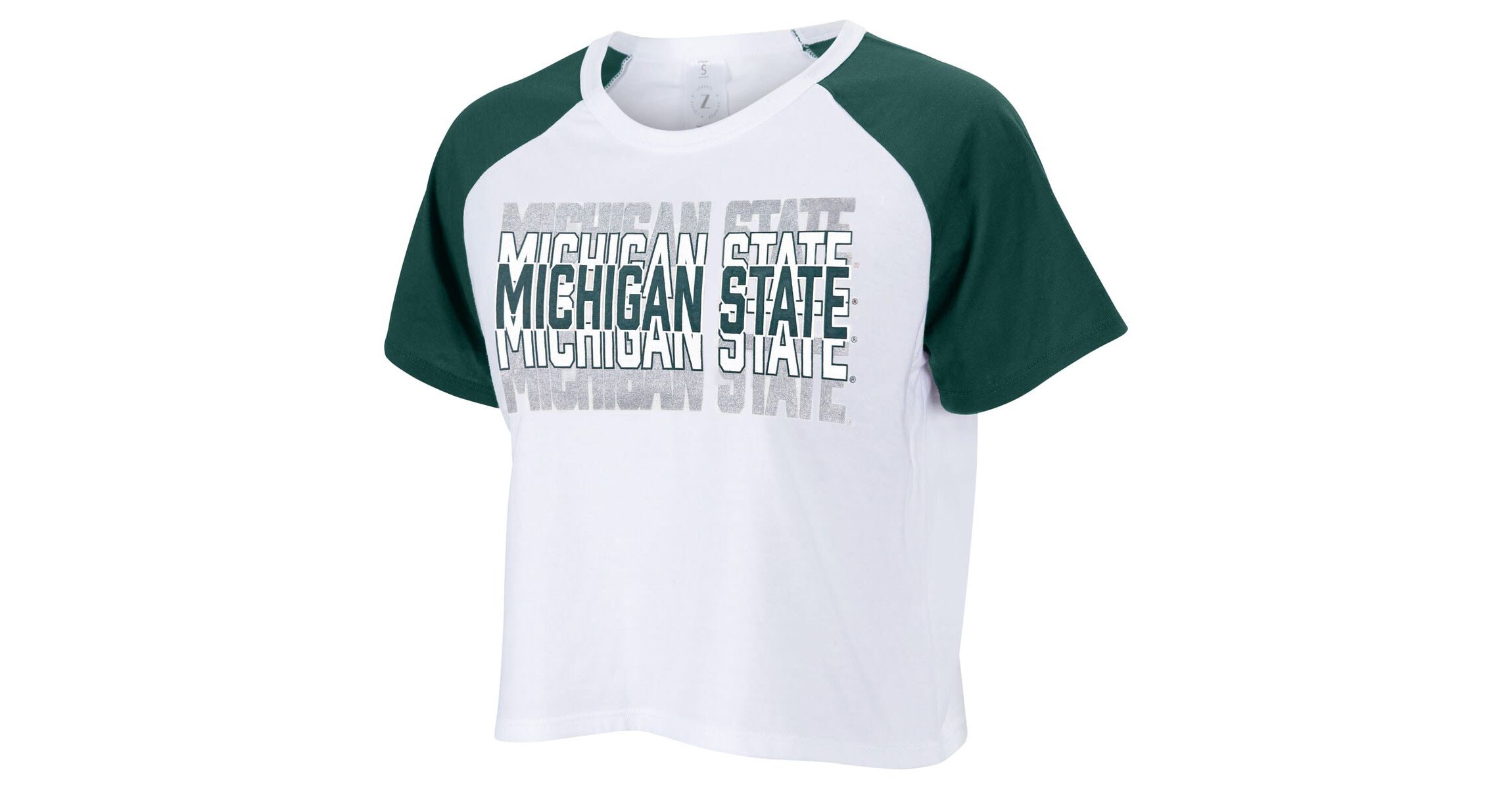 NCAA Michigan State Spartans Colorblock Repeat Raglan Cropped T-Shirt