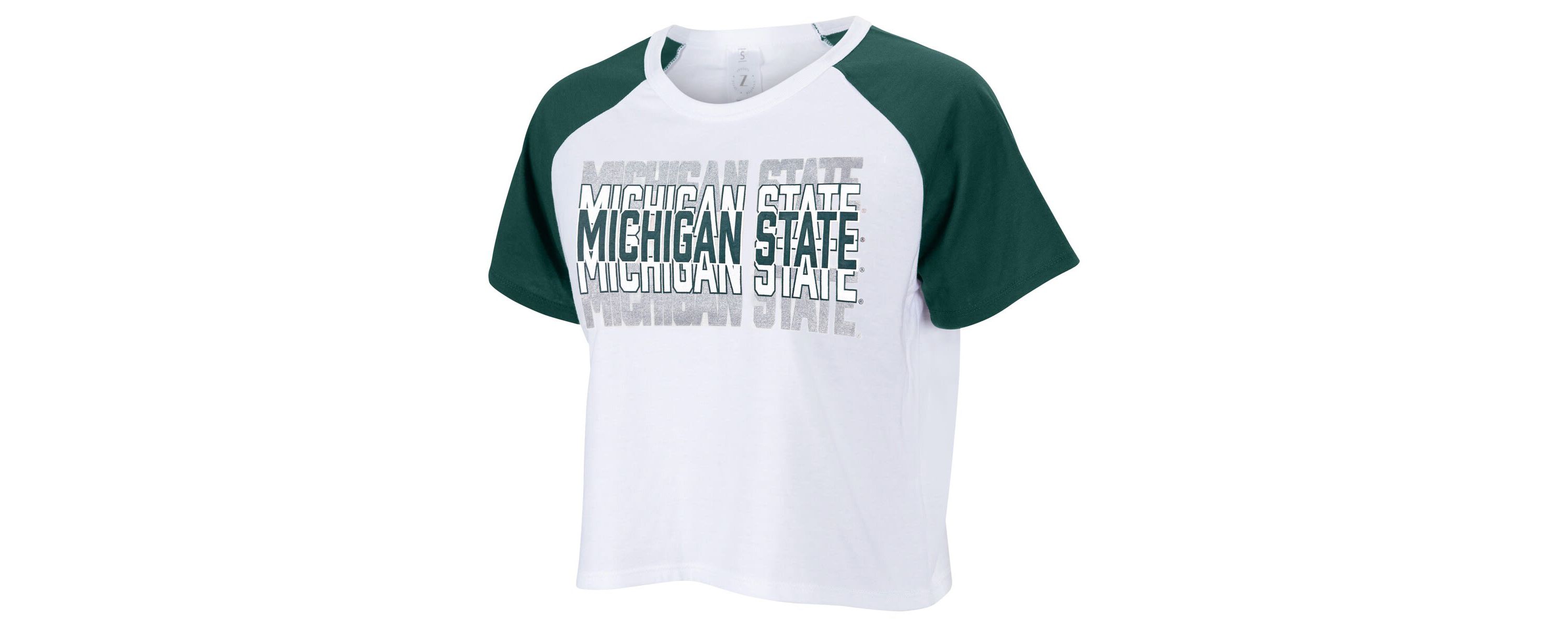 NCAA Michigan State Spartans Colorblock Repeat Raglan Cropped T-Shirt
