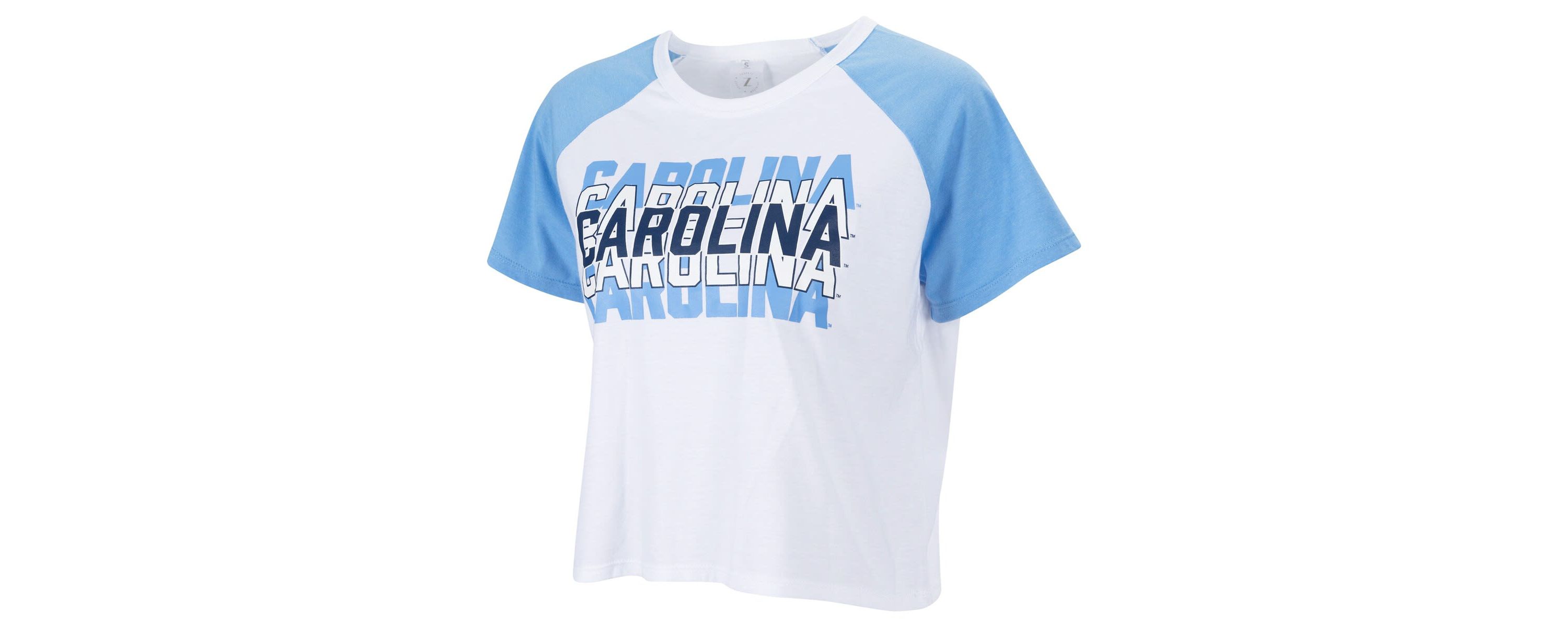 NCAA North Carolina Tar Heels Colorblock Repeat Raglan Cropped T-Shirt
