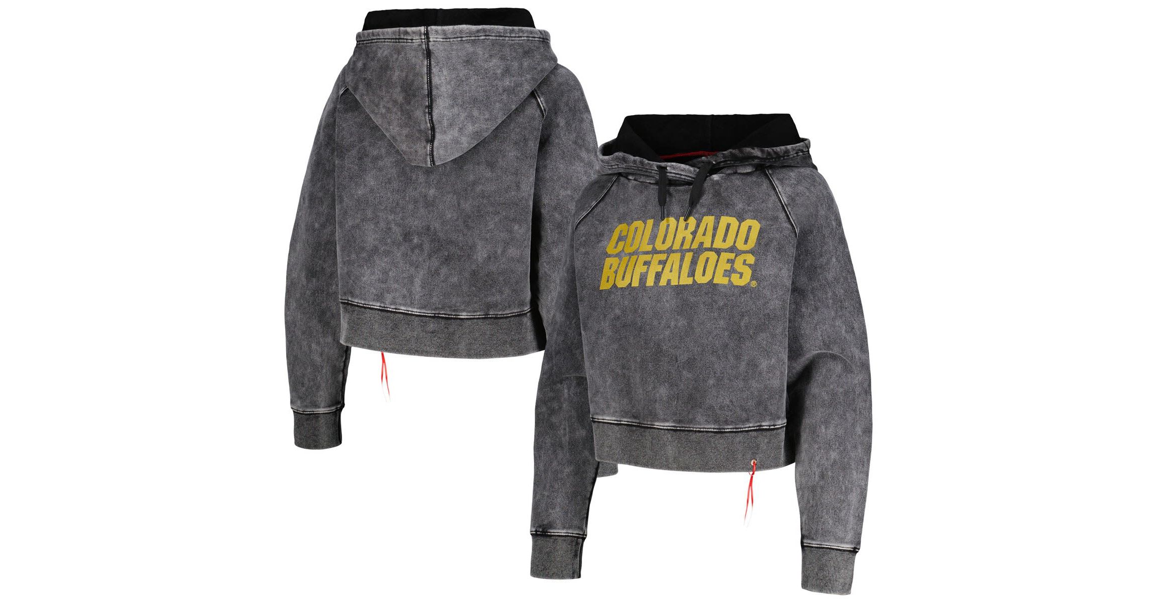 NCAA Colorado Buffaloes Vintage Wash Raglan Cropped Boxy Pullover Hoodie