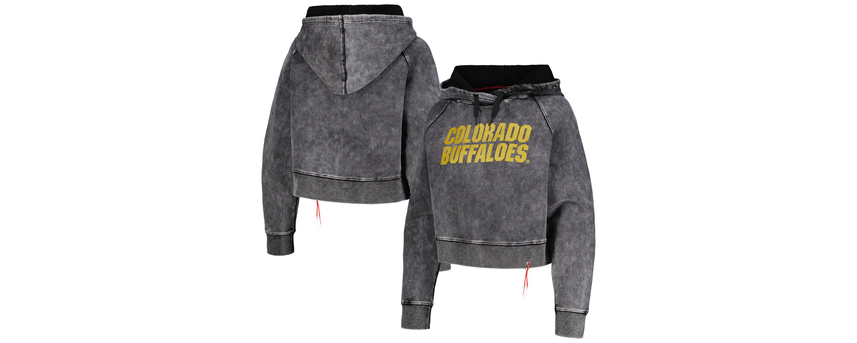 NCAA Colorado Buffaloes Vintage Wash Raglan Cropped Boxy Pullover Hoodie