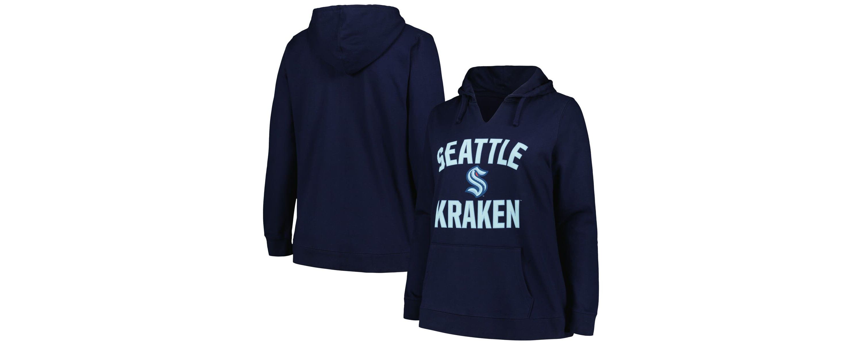 NHL Deep Sea Seattle Kraken Plus Size Arch Over Logo Pullover Hoodie