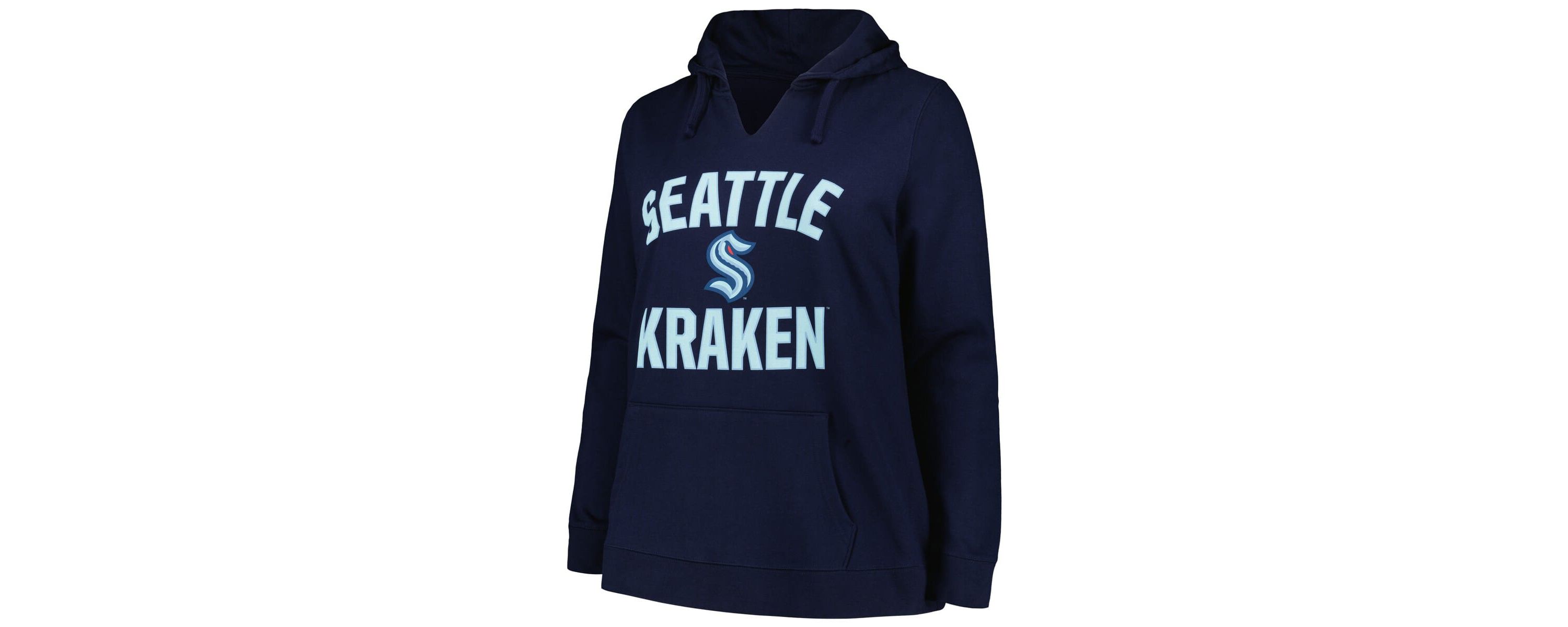 NHL Deep Sea Seattle Kraken Plus Size Arch Over Logo Pullover Hoodie