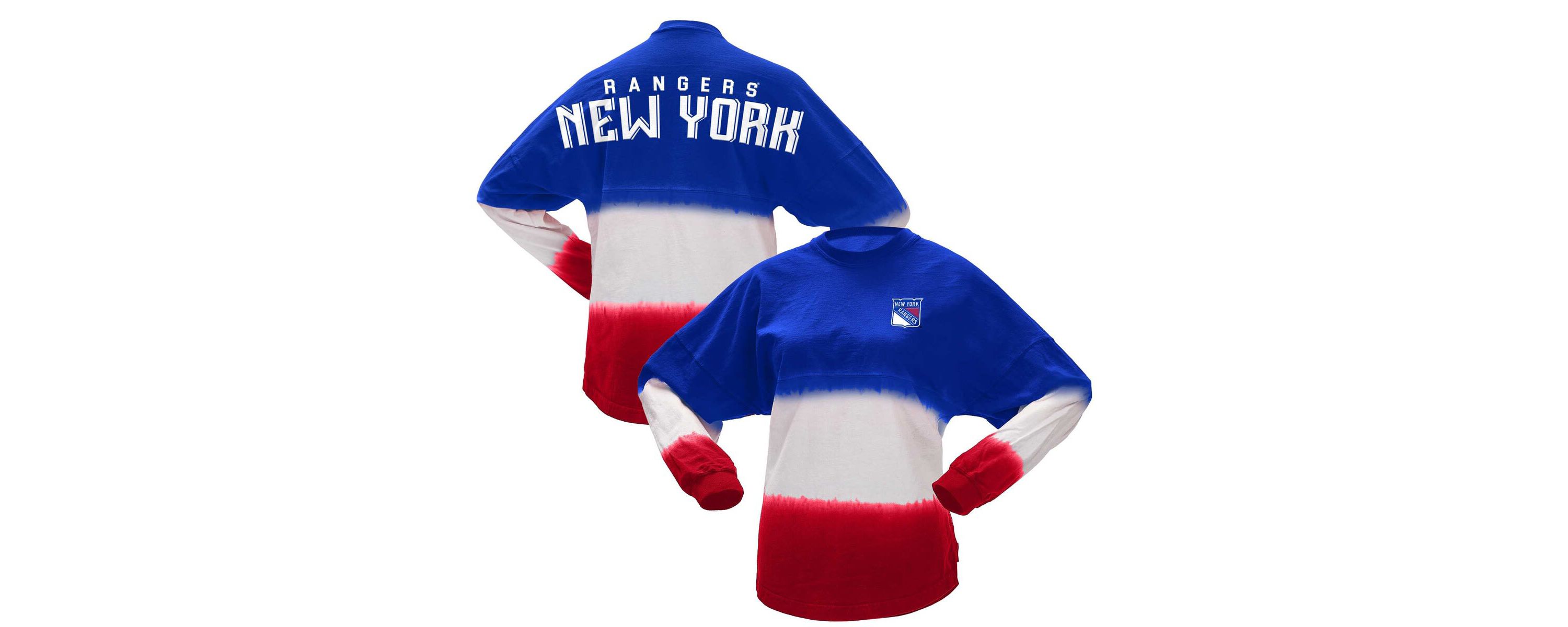 NHL Fanatics Blue/Red New York Rangers Ombre Long Sleeve T-Shirt