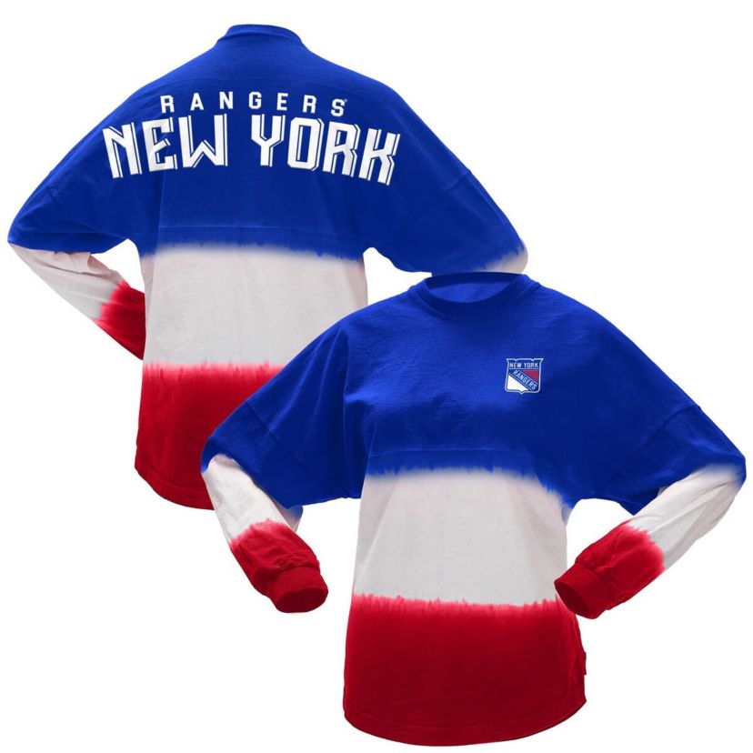 NHL Fanatics Blue/Red New York Rangers Ombre Long Sleeve T-Shirt
