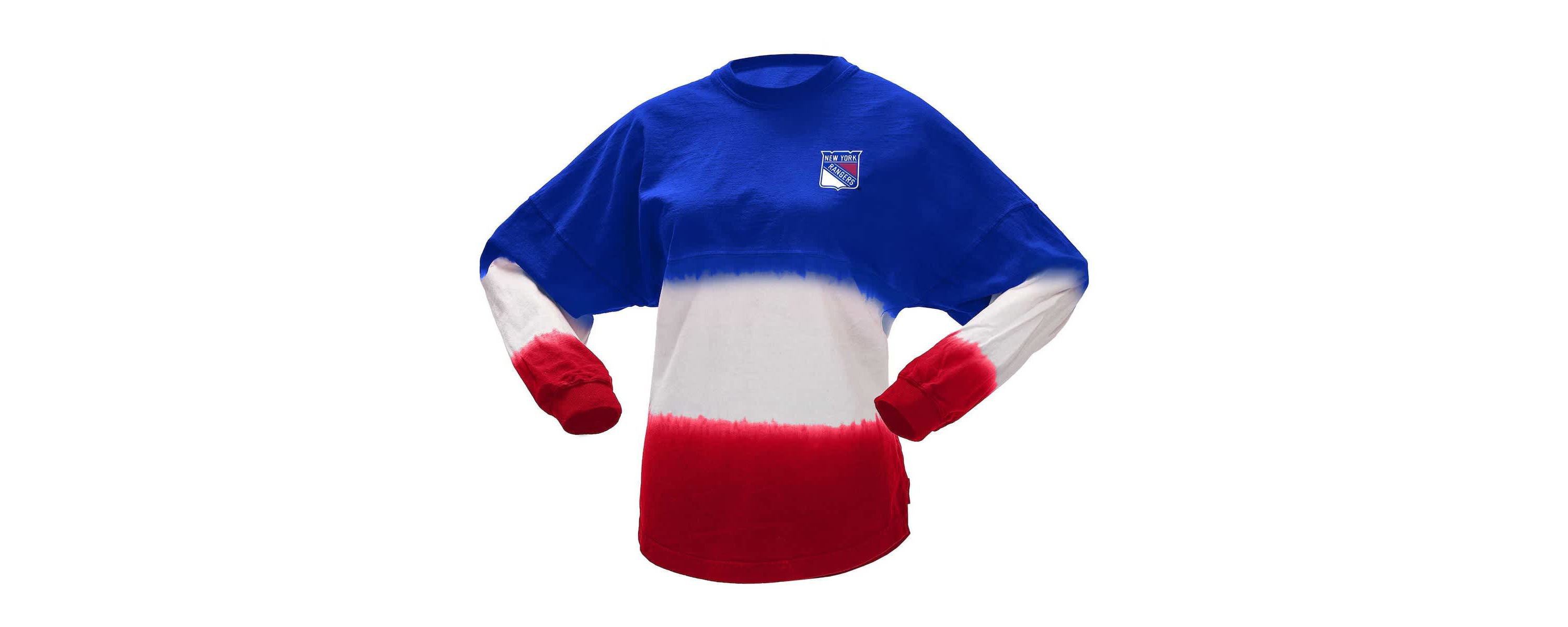 NHL Fanatics Blue/Red New York Rangers Ombre Long Sleeve T-Shirt