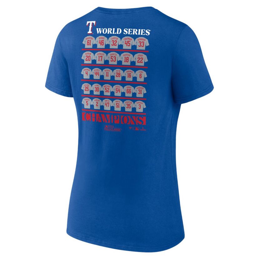 MLB Fanatics Texas Rangers 2023 World Series s Jersey Roster V-Neck T-Shirt