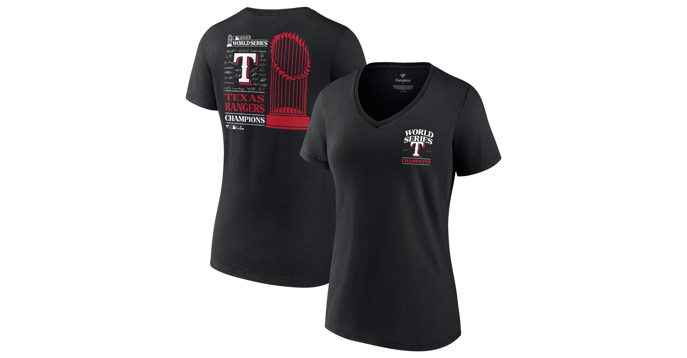 MLB Fanatics Texas Rangers 2023 World Series s Signature Roster V-Neck T-Shirt