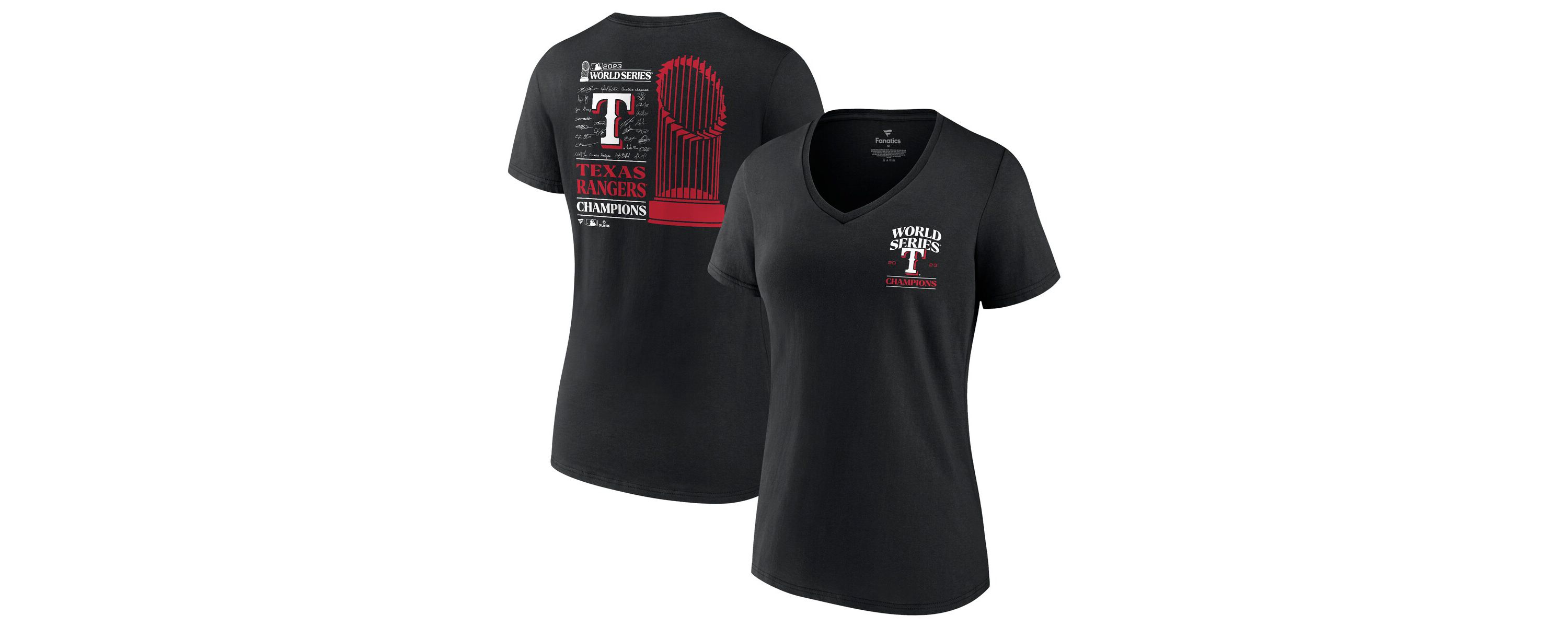 MLB Fanatics Texas Rangers 2023 World Series s Signature Roster V-Neck T-Shirt