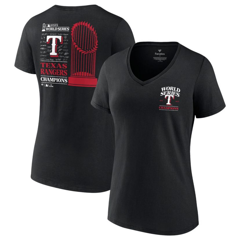MLB Fanatics Texas Rangers 2023 World Series s Signature Roster V-Neck T-Shirt
