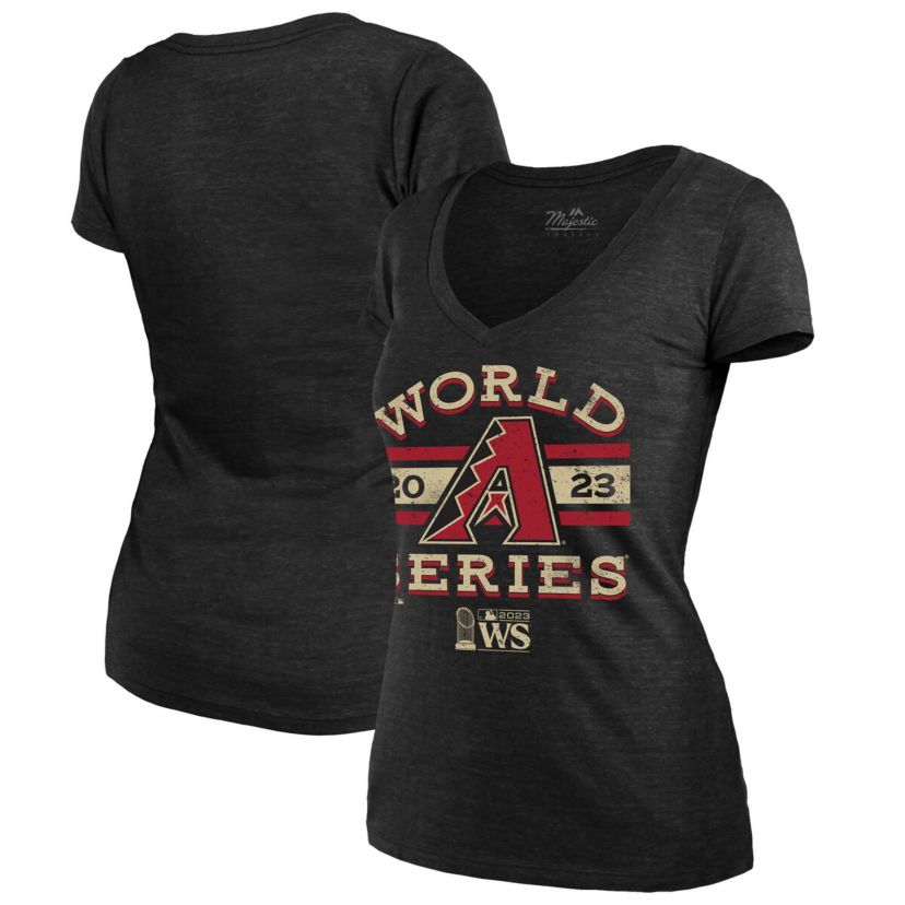 MLB Arizona Diamondbacks 2023 World Series Contact Tri-Blend Fitted V-Neck T-Shirt