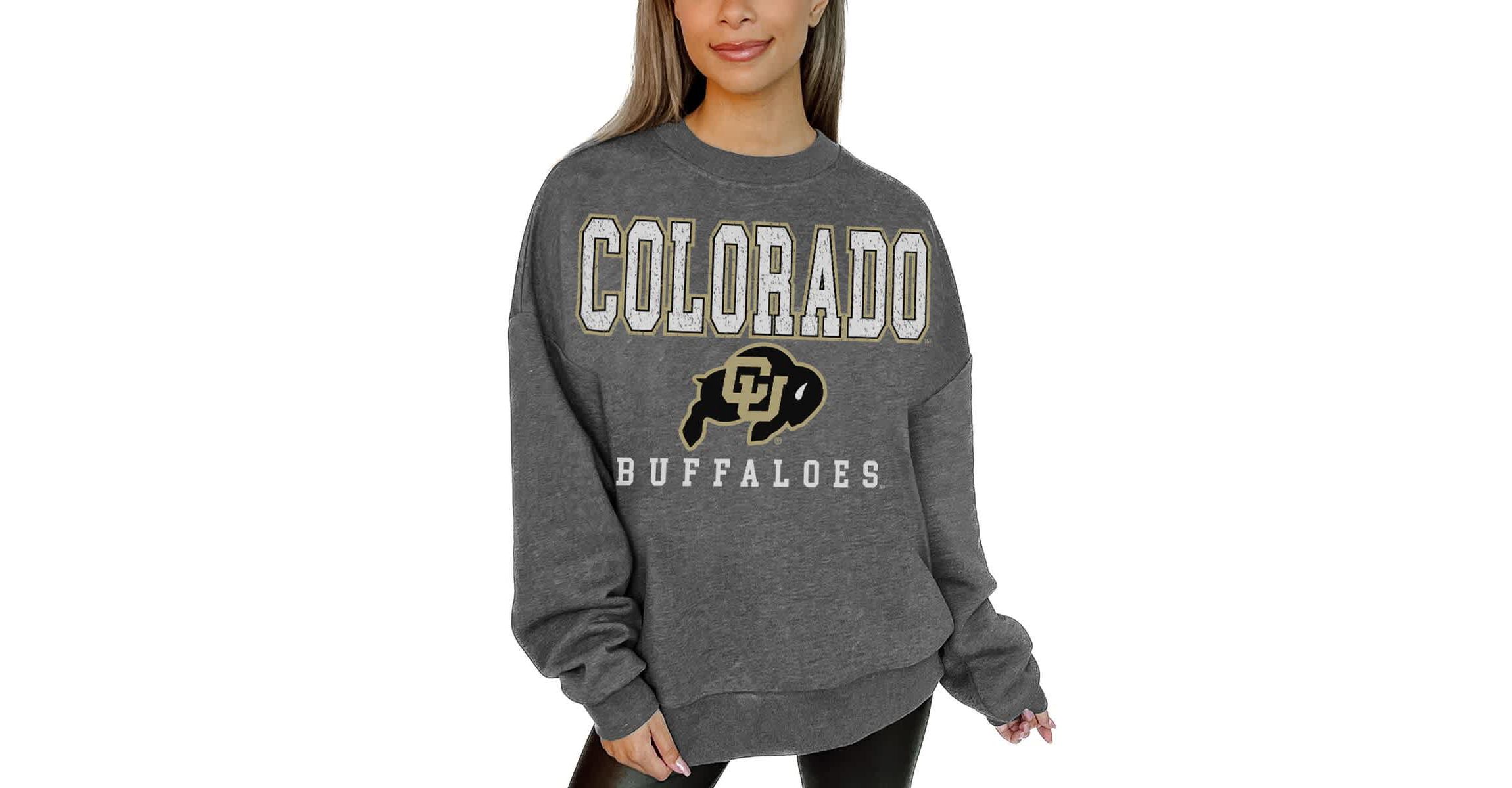 NCAA Colorado Buffaloes Oversized Distressed Fleece Pullover Sweatshirt