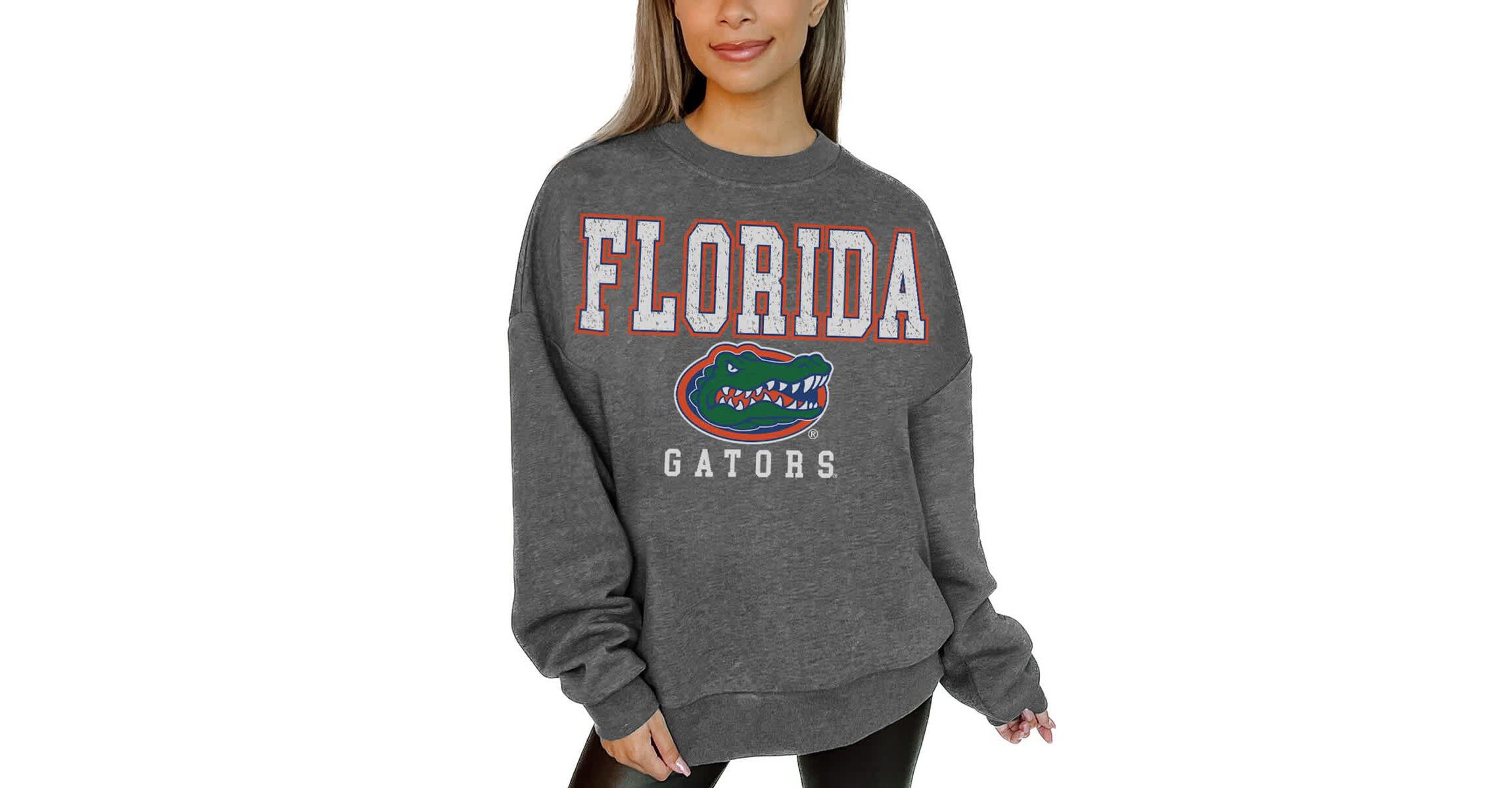 NCAA Florida Gators Oversized Distressed Fleece Pullover Sweatshirt