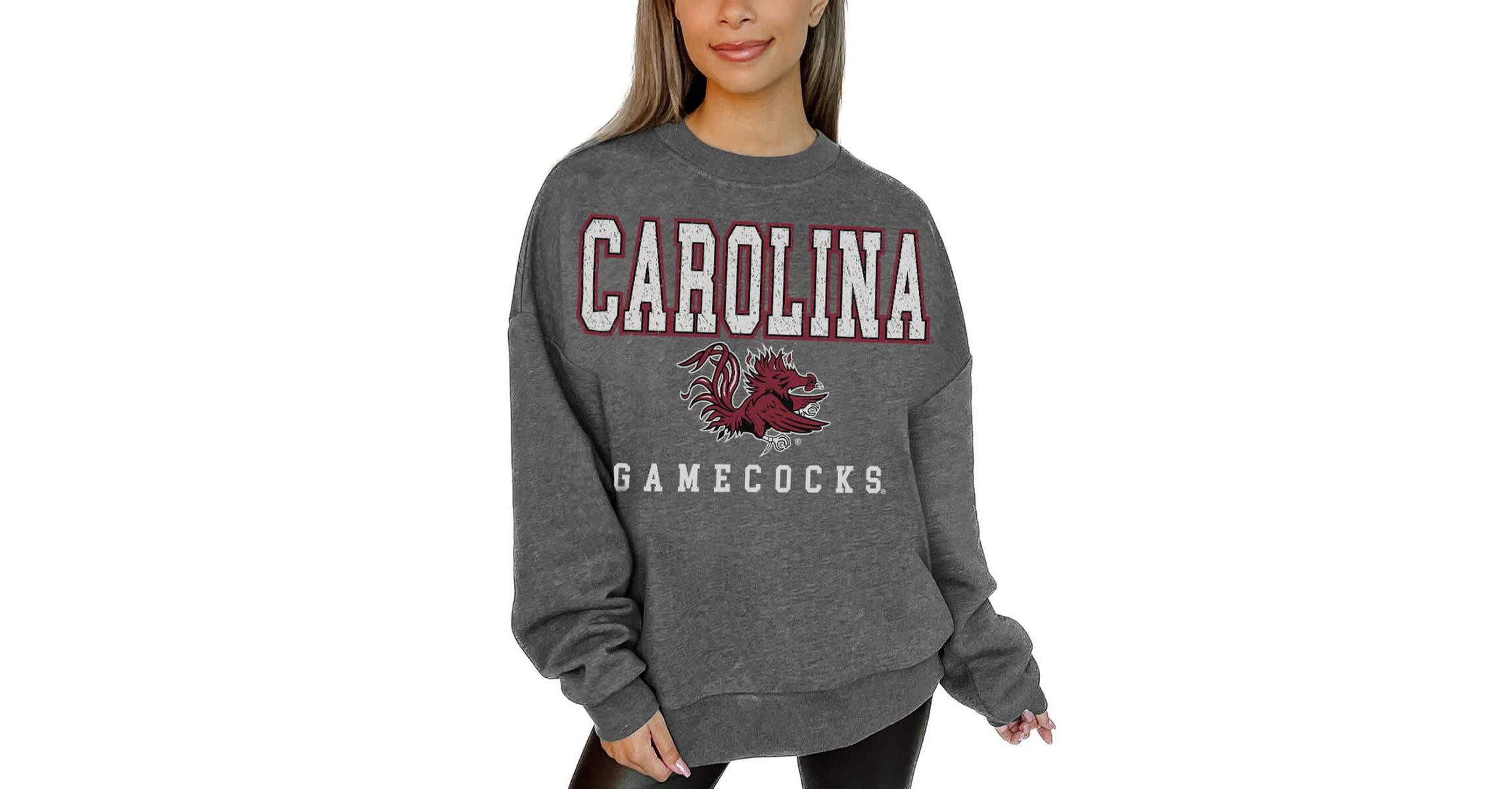 NCAA South Carolina Gamecocks Oversized Distressed Fleece Pullover Sweatshirt