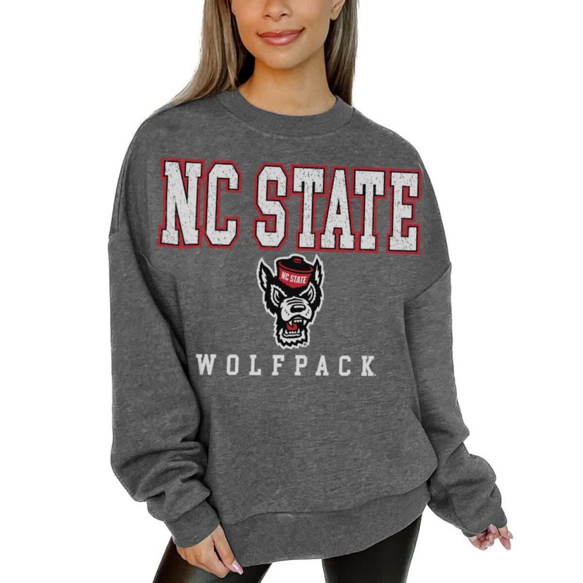 NCAA NC State Wolfpack Oversized Distressed Fleece Pullover Sweatshirt
