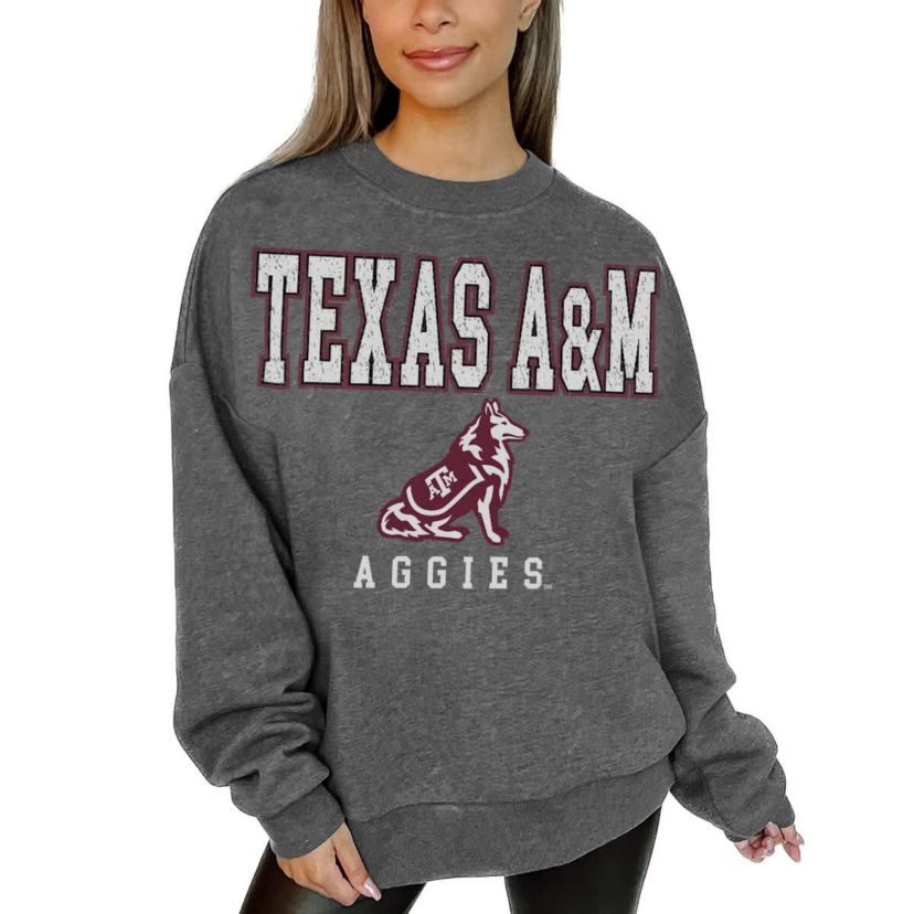 NCAA Texas A&M Aggies Oversized Distressed Fleece Pullover Sweatshirt