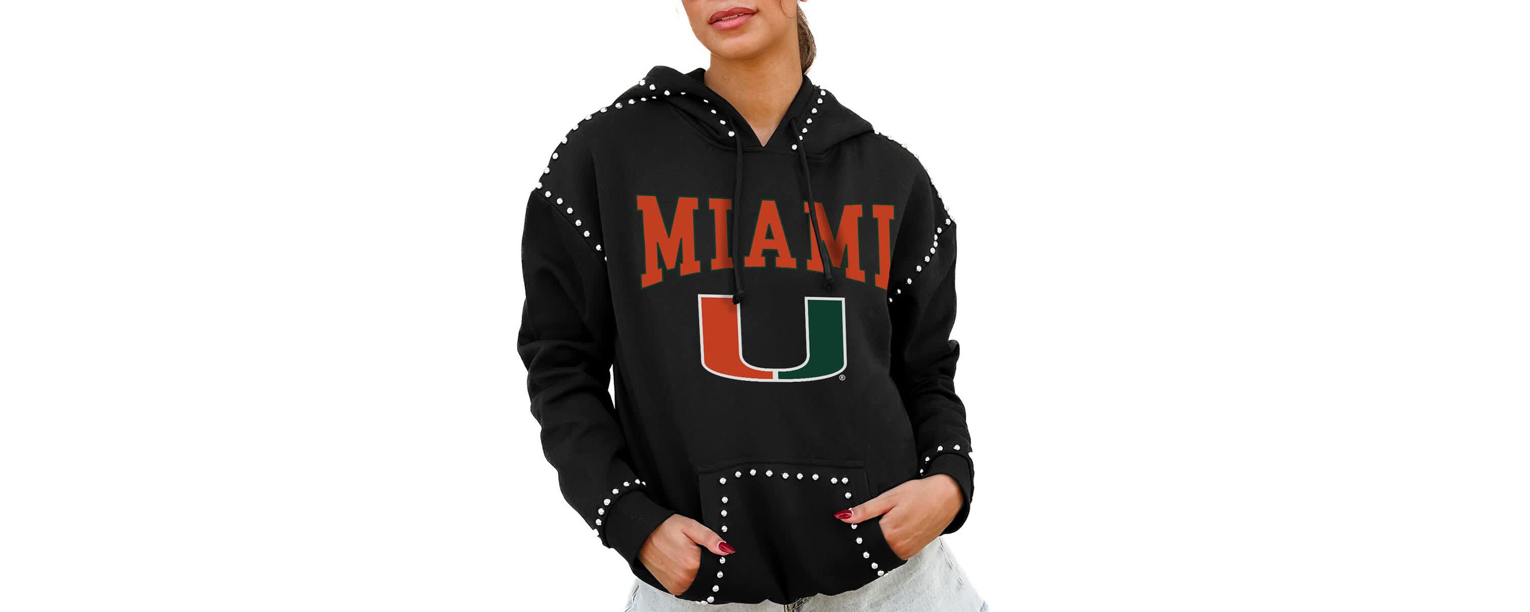 Miami (FL) Hurricanes NCAA Miami Hurricanes Studded Pullover Hoodie