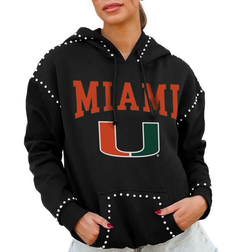Miami (FL) Hurricanes NCAA Miami Hurricanes Studded Pullover Hoodie