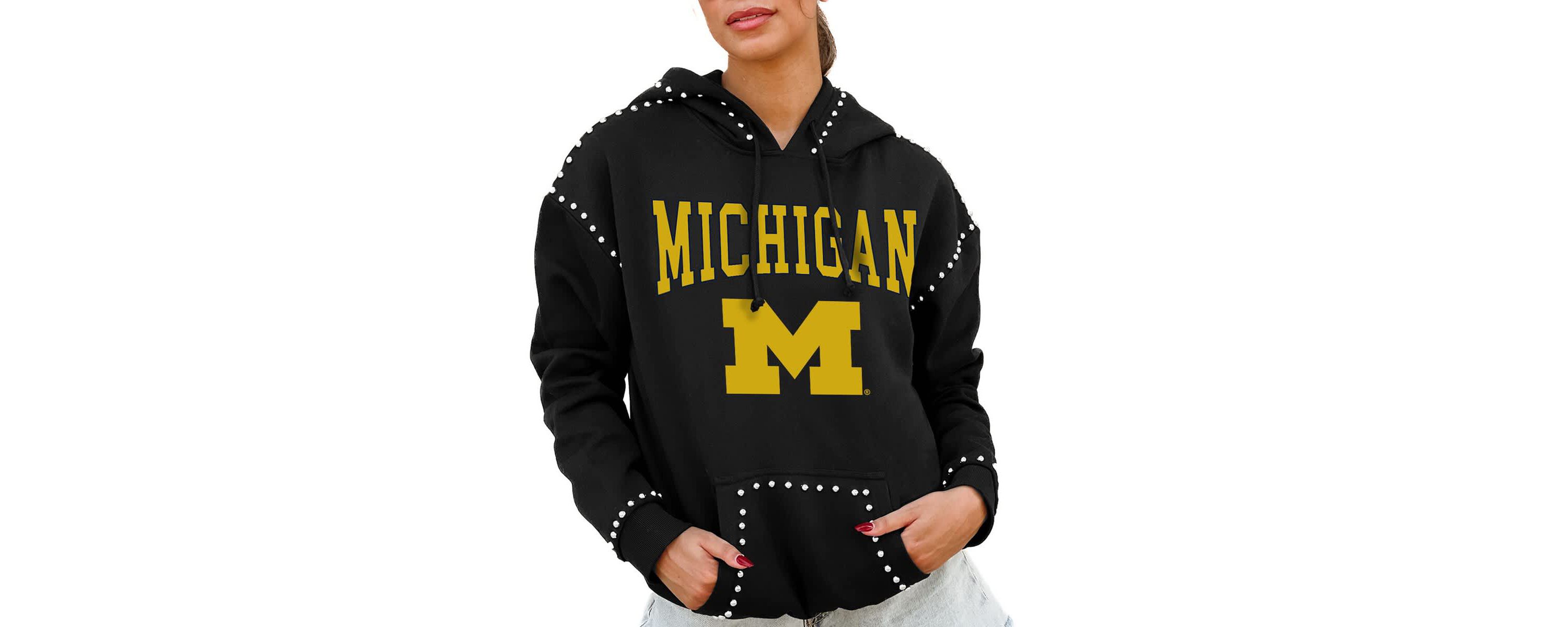 NCAA Michigan Wolverines Studded Pullover Hoodie