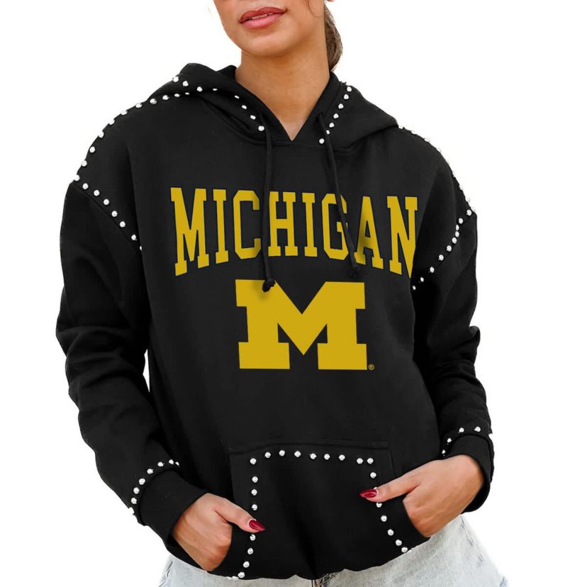 NCAA Michigan Wolverines Studded Pullover Hoodie