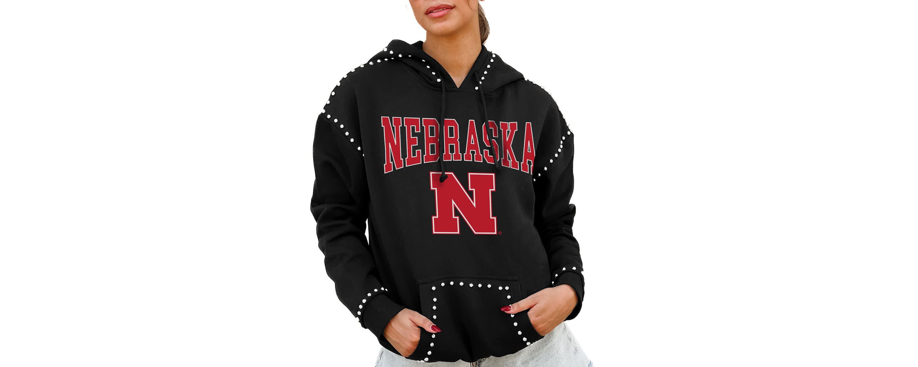 NCAA Nebraska Huskers Studded Pullover Hoodie